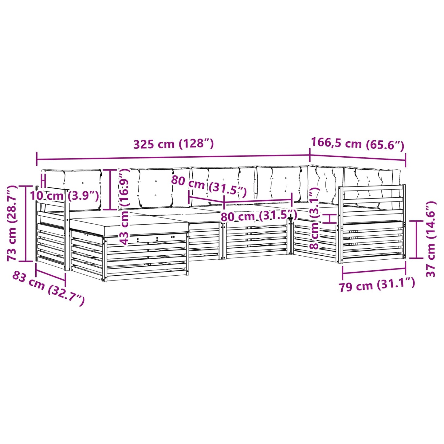 vidaXL Σειρά Καναπέ Εξωτερικού 6 pcs Λευκό και Ανοιχτό Γκρι
