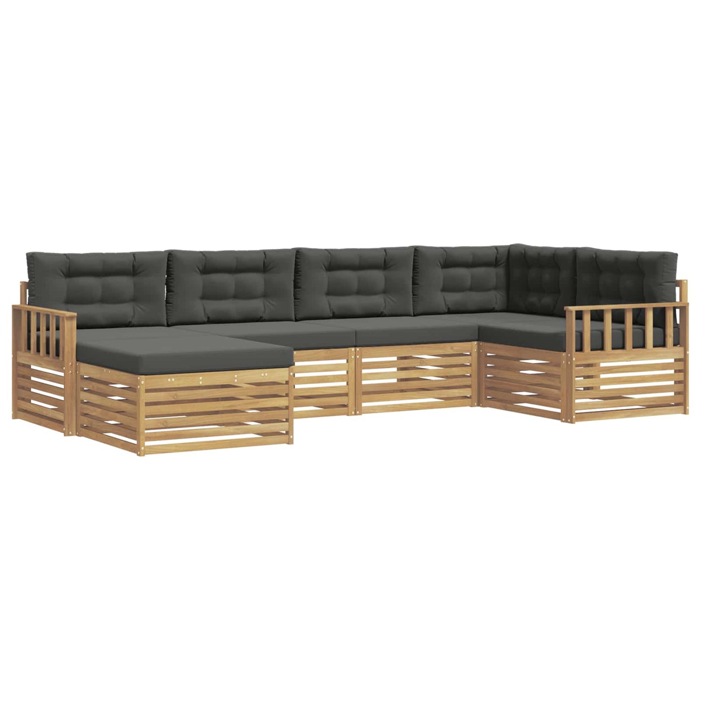 vidaXL Σειρά Καναπέ Εξωτερικού 6 pcs Άσπρο και Ανθρακί Πολυεστέρας