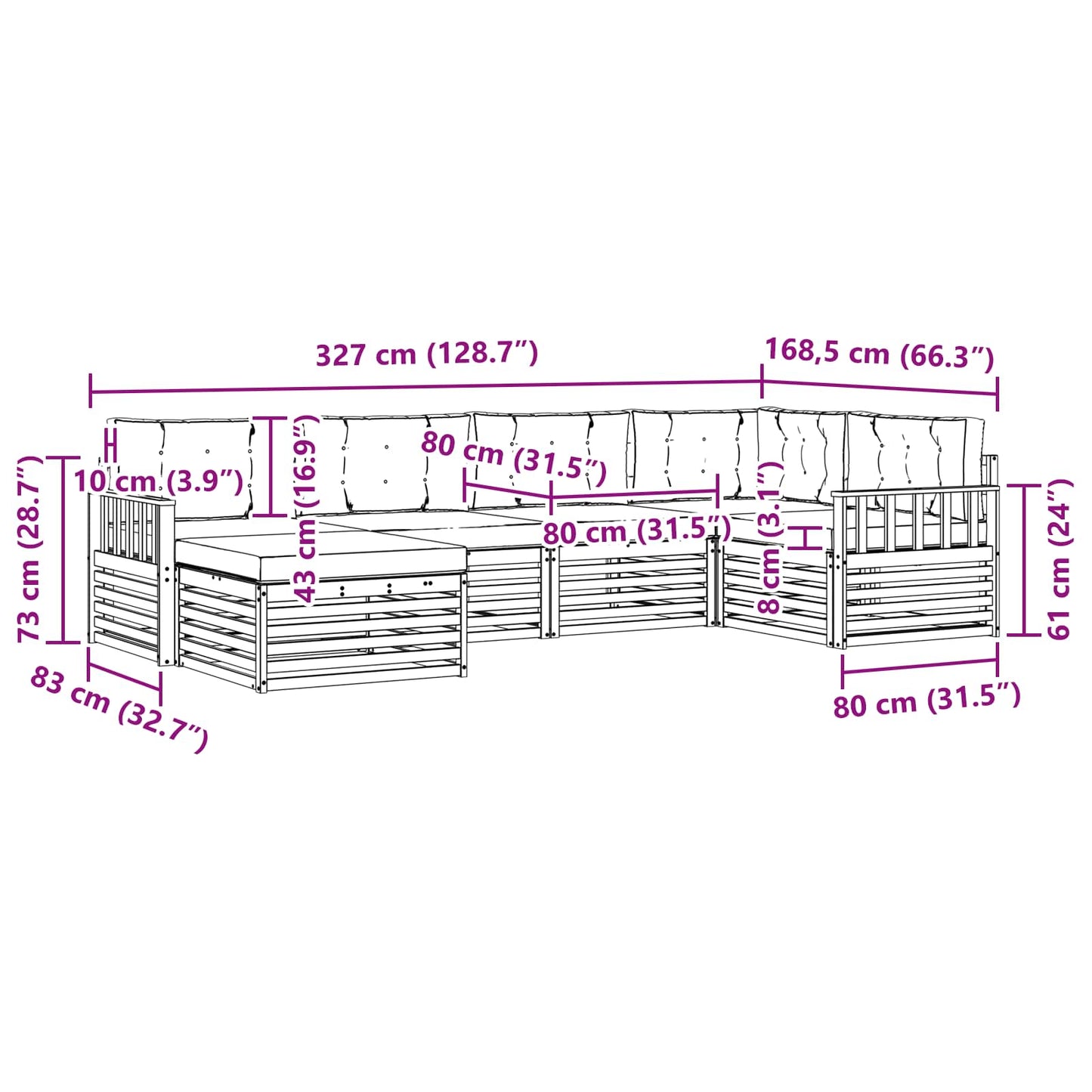 vidaXL Σειρά Καναπέ Εξωτερικού 6 pcs Άσπρο και Ανθρακί Πολυεστέρας
