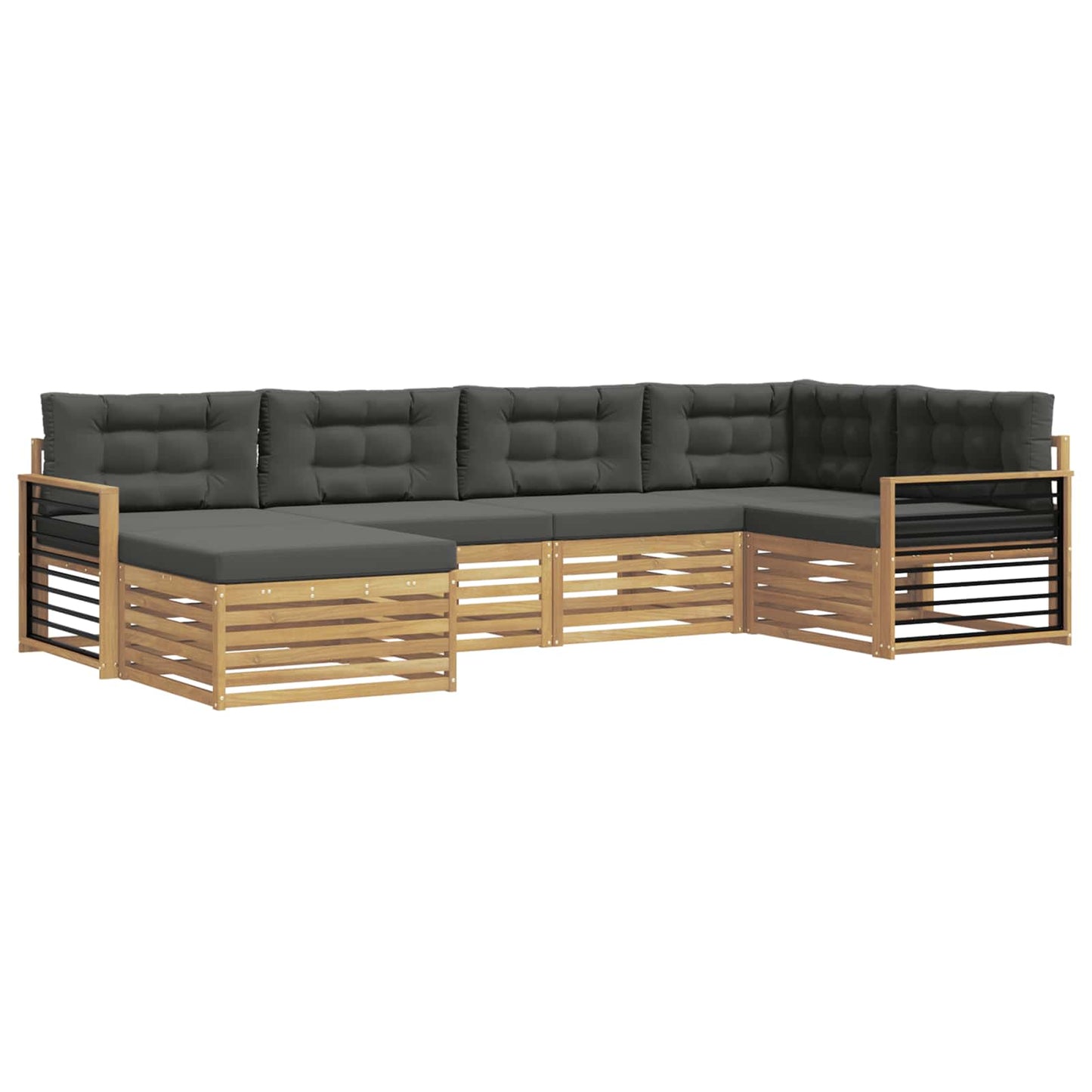 vidaXL Σειρά Καναπέ Εξωτερικού 6 pcs Άσπρο και Ανθρακί Πολυεστέρας