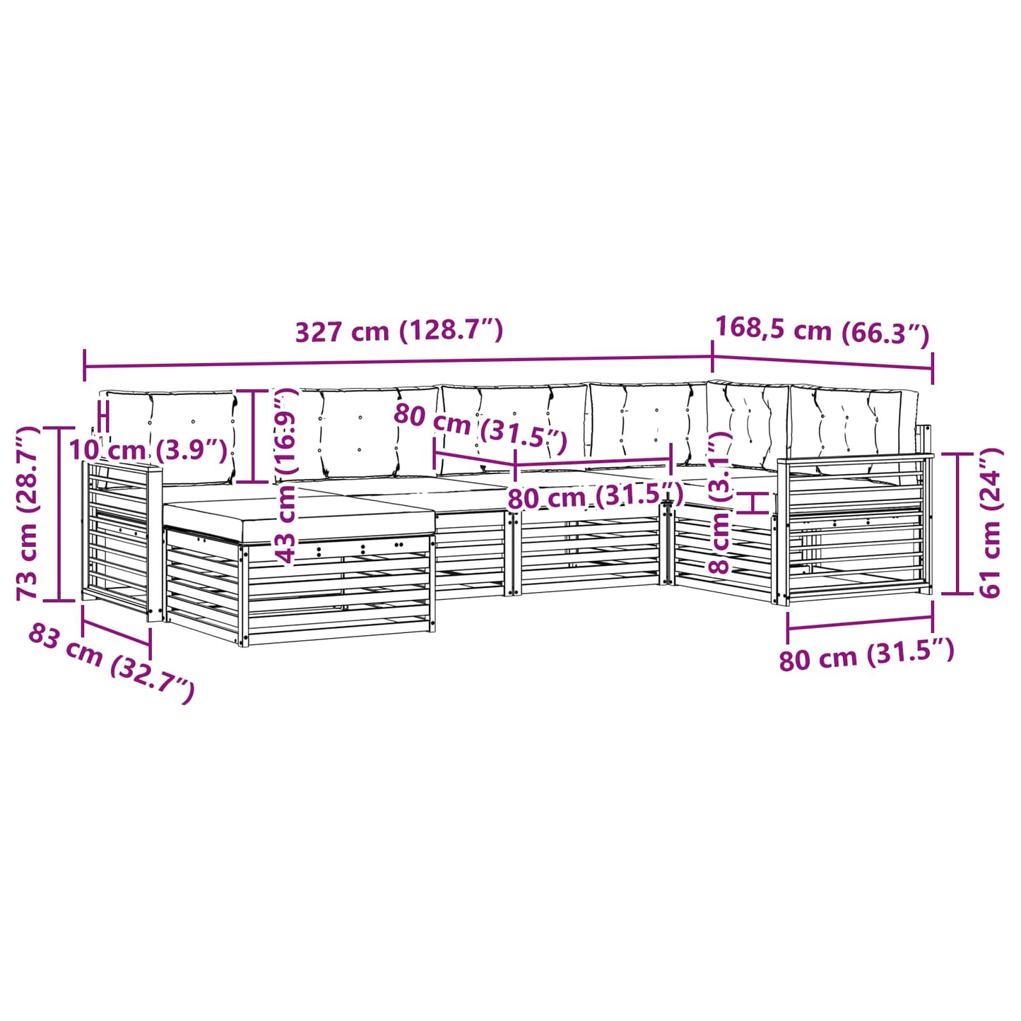 vidaXL Σειρά Καναπέ Εξωτερικού 6 pcs Άσπρο και Ανθρακί Πολυεστέρας