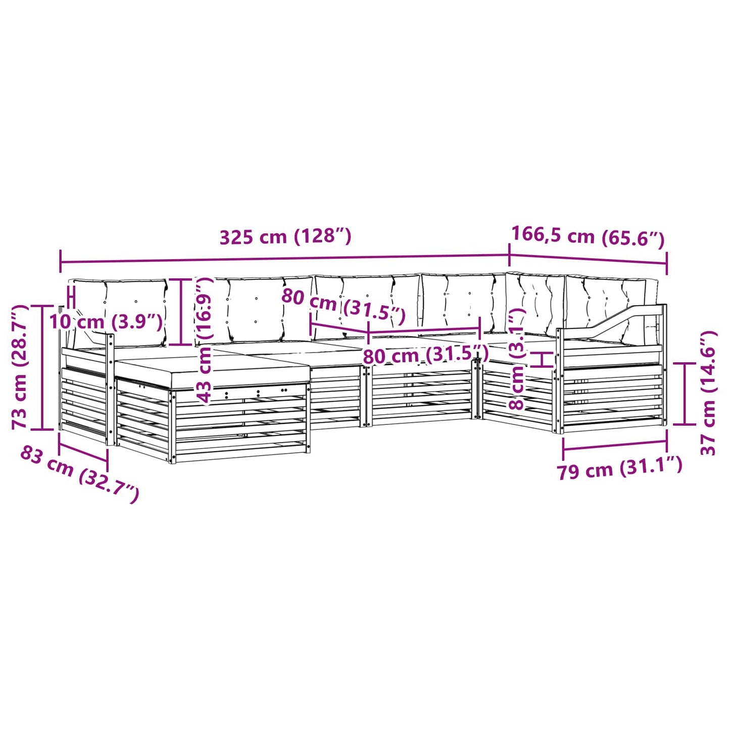 vidaXL Σειρά Καναπέ Εξωτερικού 6 pcs Λευκό και Κρεμ Πολυεστέρας
