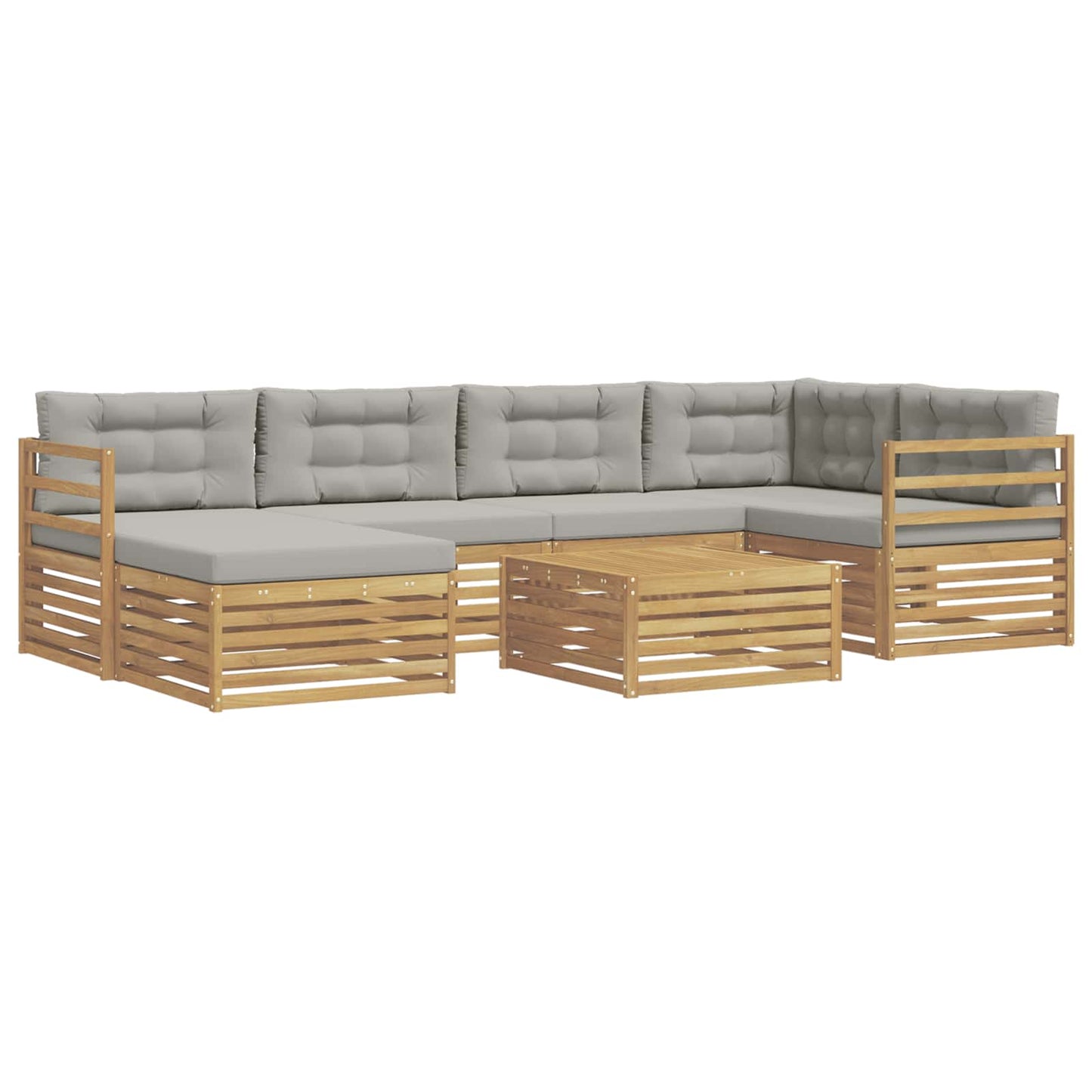 vidaXL Σειρά Καναπέ Εξωτερικού 7 pcs Λευκό και Ανοιχτό Γκρι