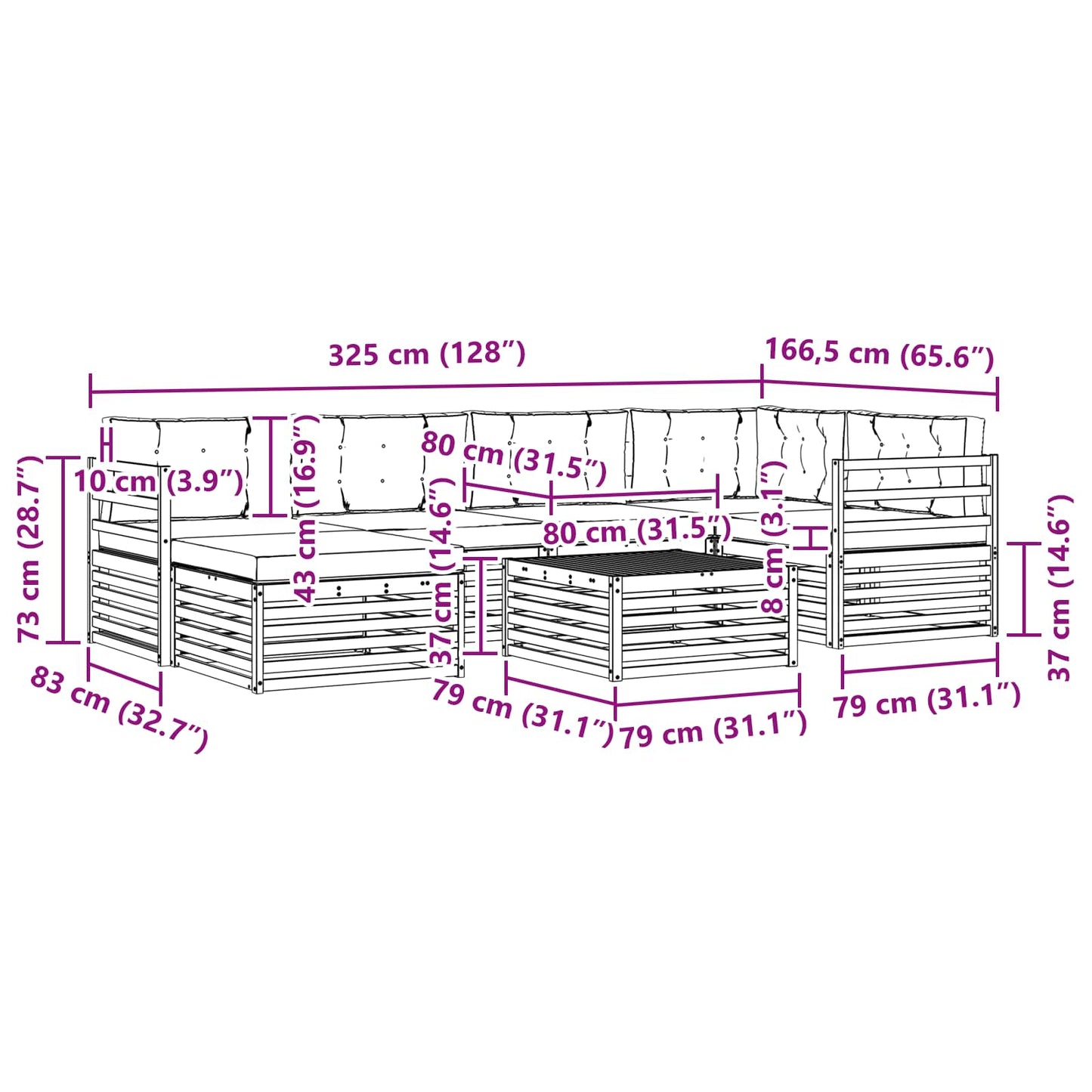 vidaXL Σειρά Καναπέ Εξωτερικού 7 pcs Λευκό και Ανοιχτό Γκρι