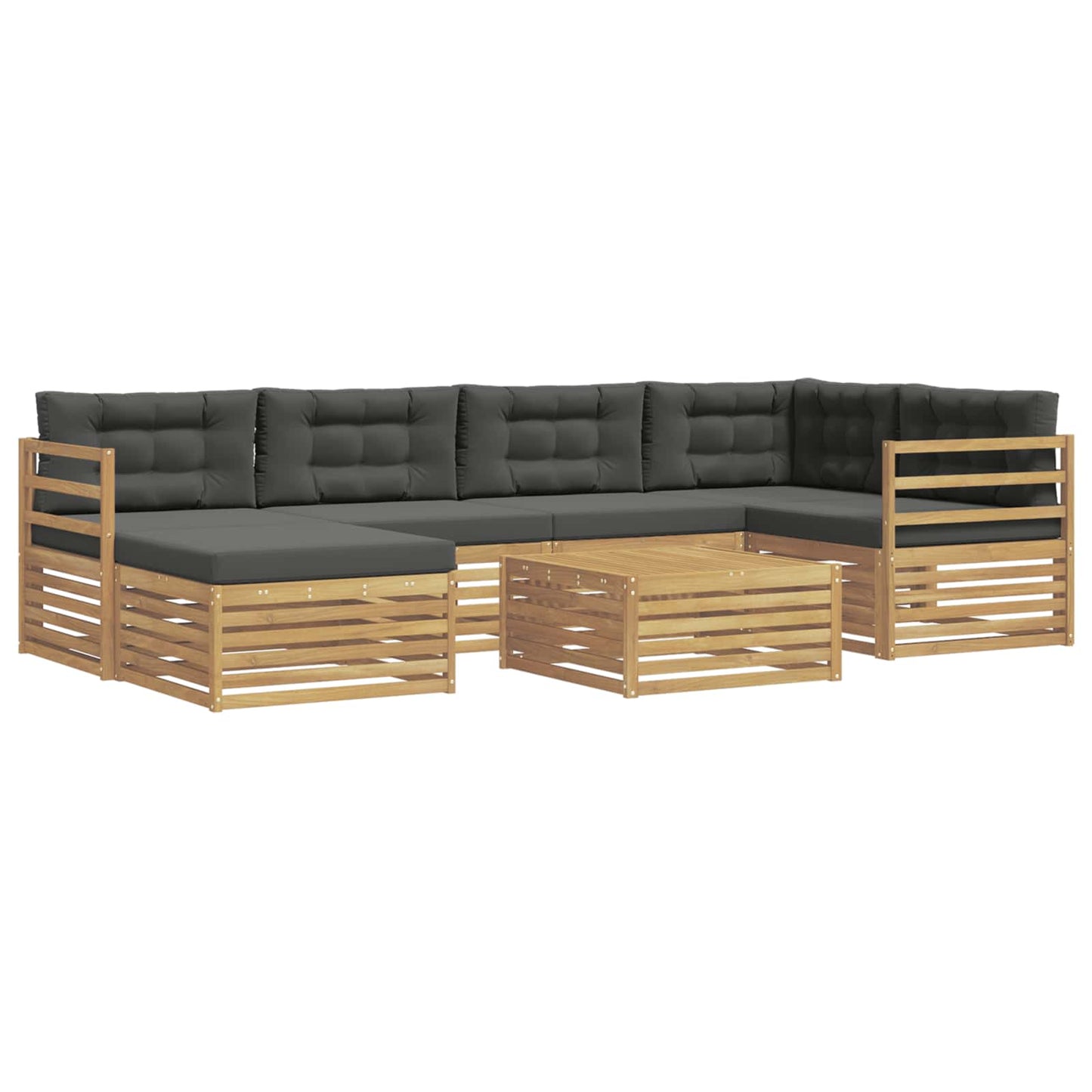 vidaXL Σειρά Καναπέ Εξωτερικού με μαξιλάρι 7 pcs Άσπρο και Ανθρακί
