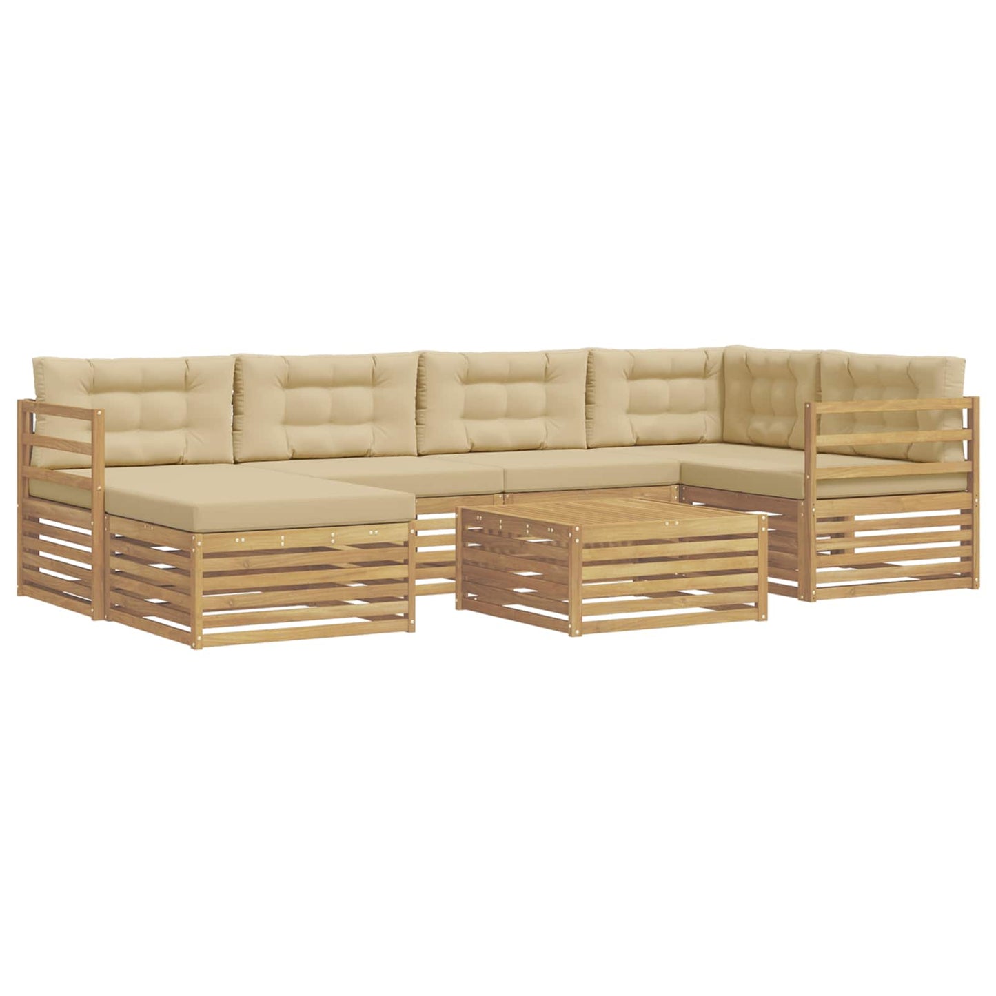 vidaXL Σειρά Καναπέ Εξωτερικού με μαξιλάρι 7 pcs Λευκό και Μπεζ