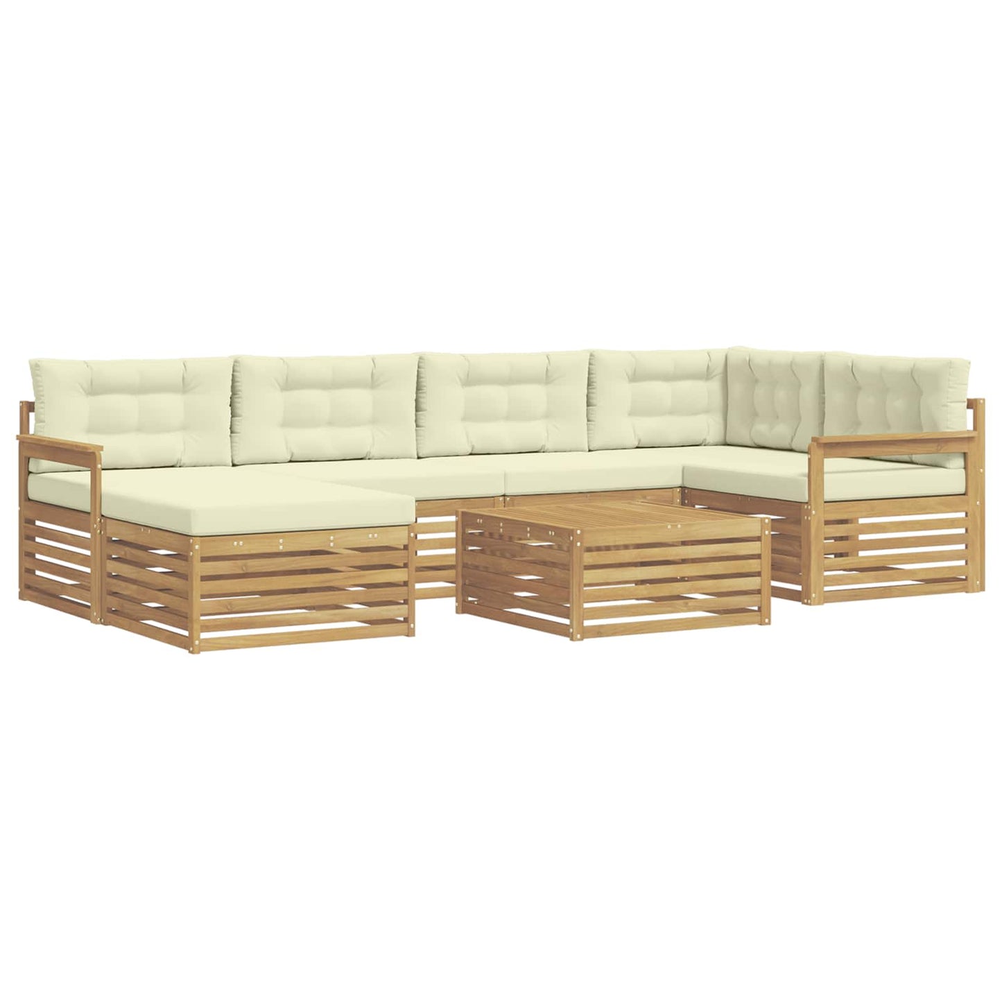 vidaXL Σειρά Καναπέ Εξωτερικού με μαξιλάρι 7 pcs Λευκό και Κρεμ