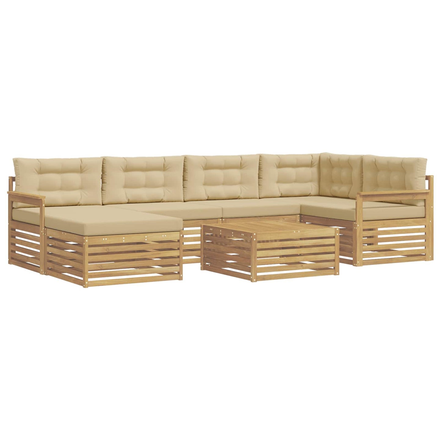 vidaXL Σειρά Καναπέ Εξωτερικού με μαξιλάρι 7 pcs Λευκό και Μπεζ