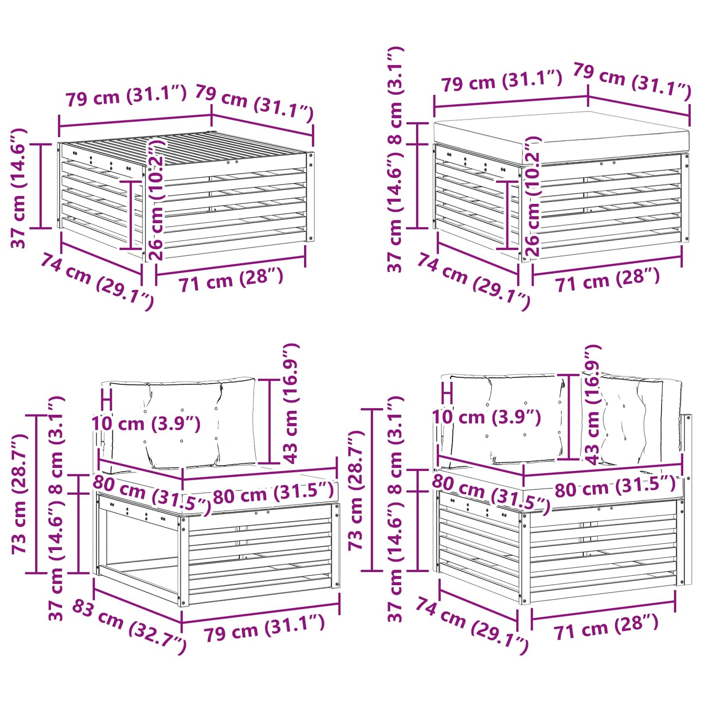 vidaXL Σειρά Καναπέ Εξωτερικού 7 pcs Λευκό και Ανοιχτό Γκρι