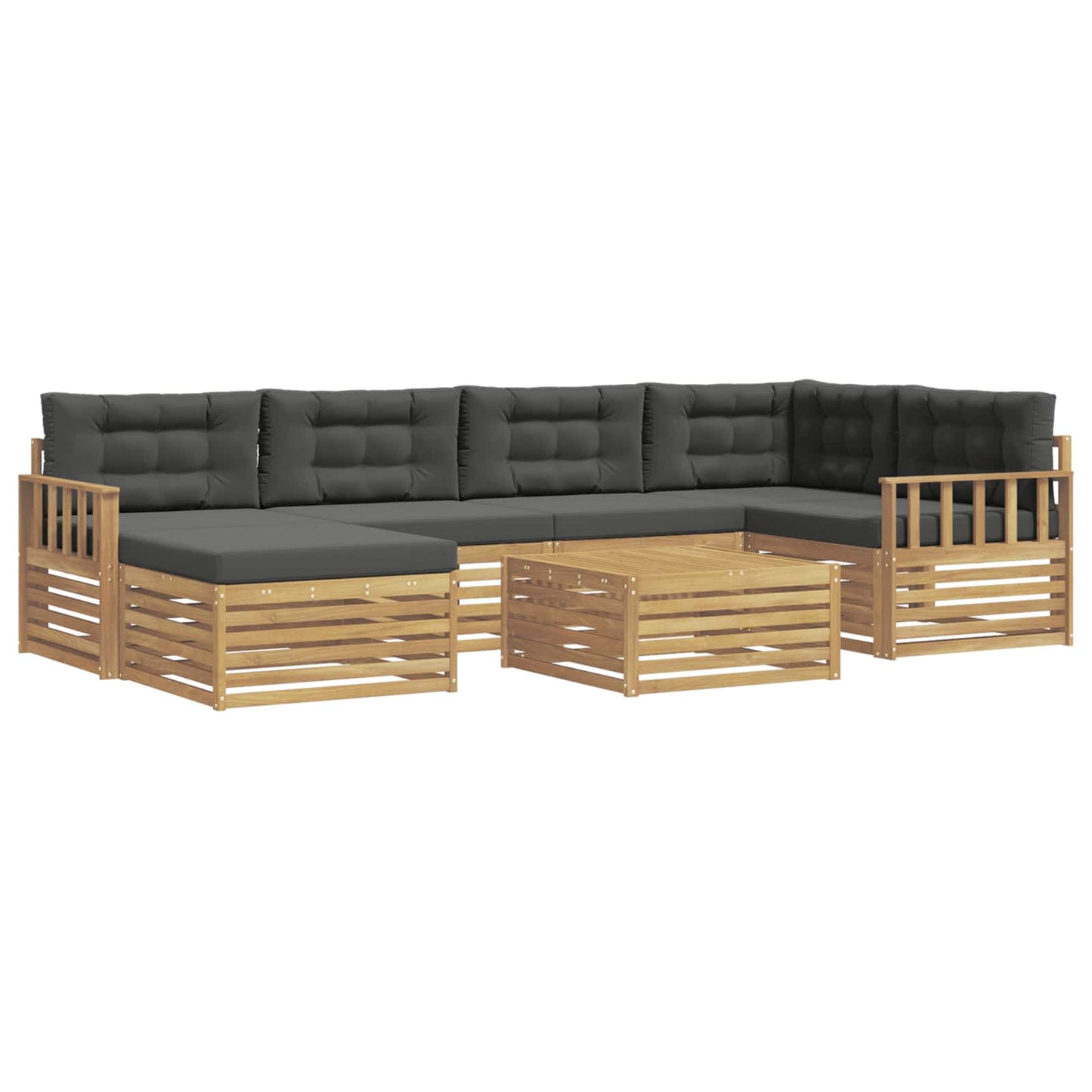 vidaXL Σειρά Καναπέ Εξωτερικού με μαξιλάρι 7 pcs Άσπρο και Ανθρακί