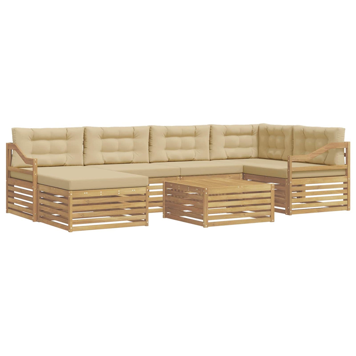 vidaXL Σειρά Καναπέ Εξωτερικού με μαξιλάρι 7 pcs Λευκό και Μπεζ