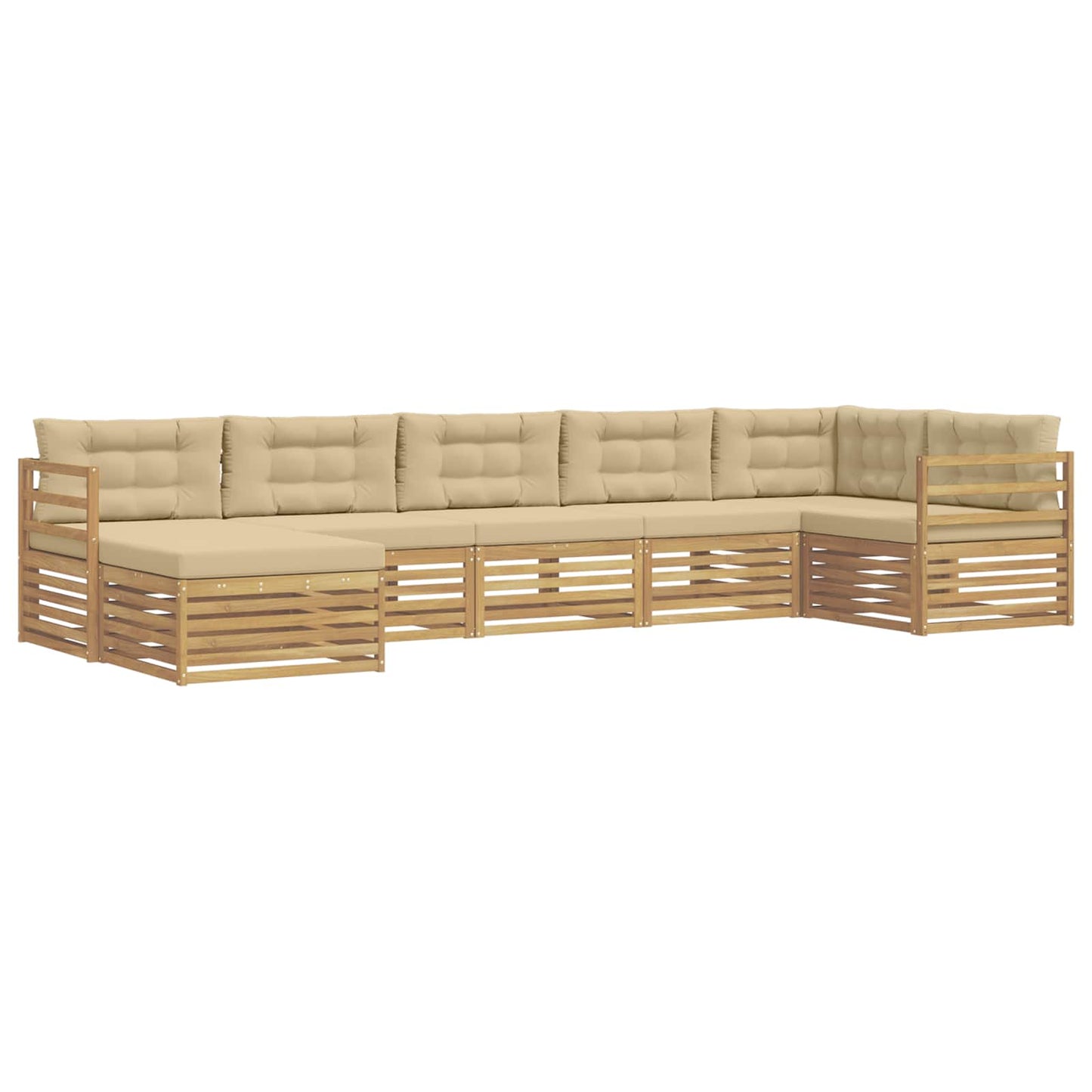 vidaXL Σειρά Καναπέ Εξωτερικού με μαξιλάρι 7 pcs Λευκό και Μπεζ