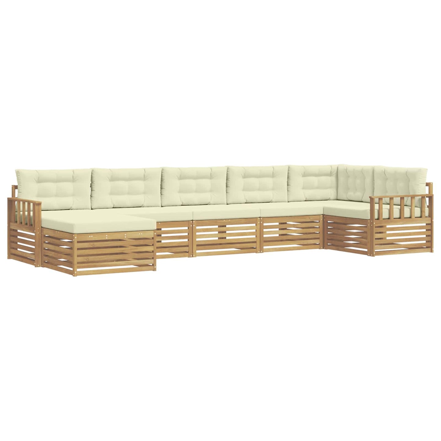 vidaXL Σειρά Καναπέ Εξωτερικού με μαξιλάρι 7 pcs Λευκό και Κρεμ