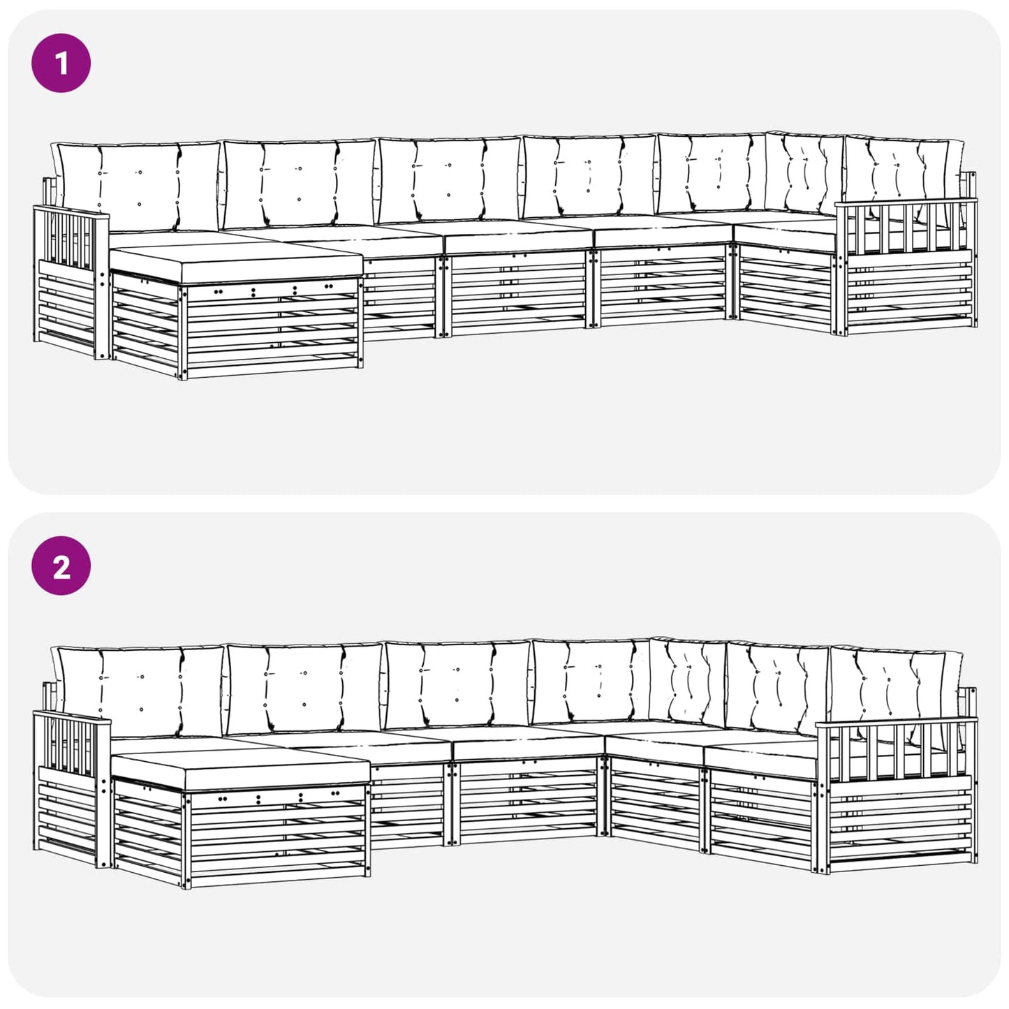 vidaXL Σειρά Καναπέ Εξωτερικού με μαξιλάρι 7 pcs Άσπρο και Ανθρακί
