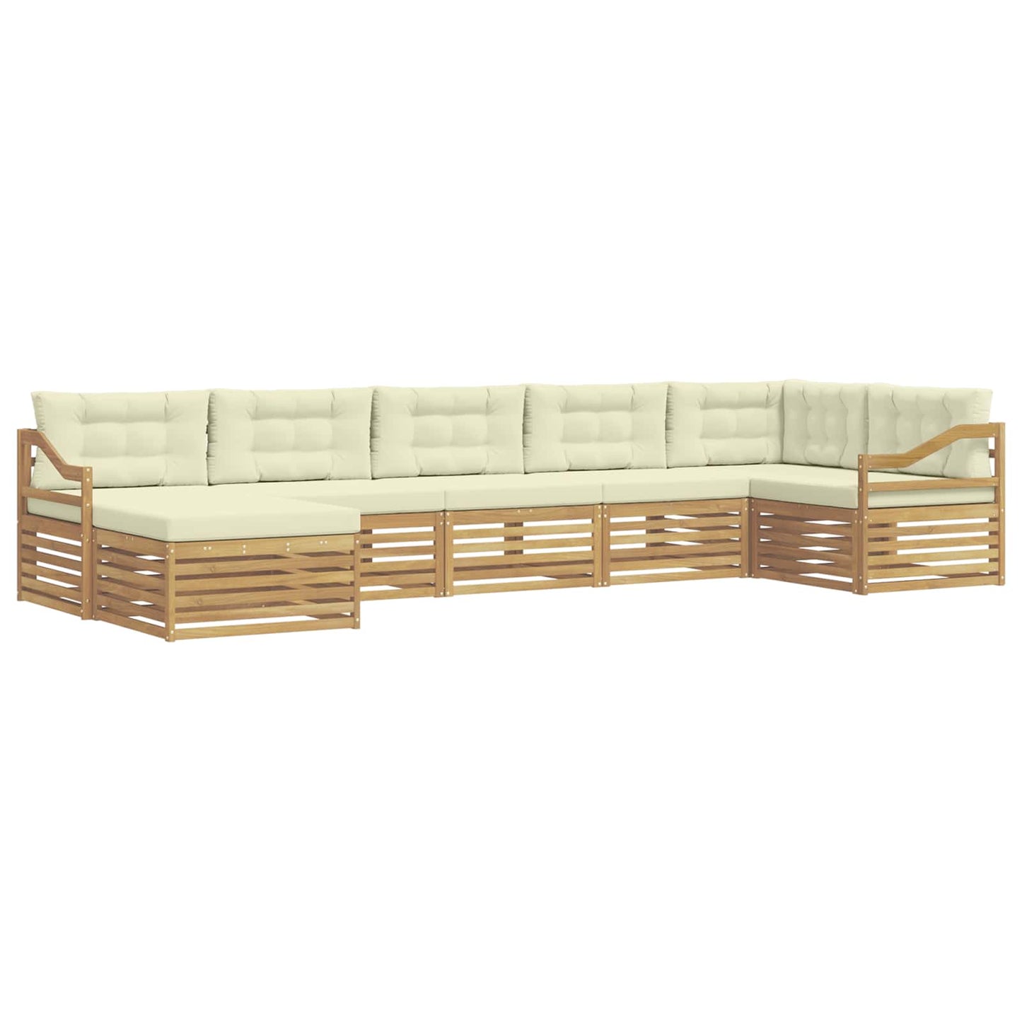 vidaXL Σειρά Καναπέ Εξωτερικού με μαξιλάρι 7 pcs Λευκό και Κρεμ