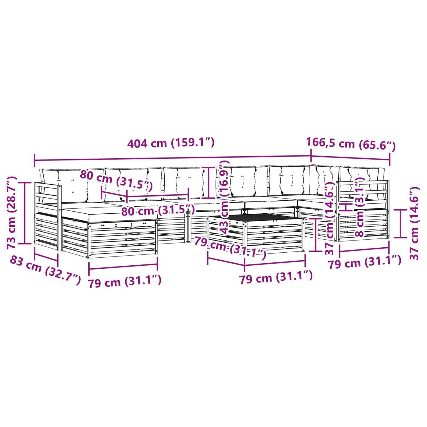 vidaXL Σειρά Καναπέ Εξωτερικού 8 pcs Λευκό και Κρεμ Πολυεστέρας