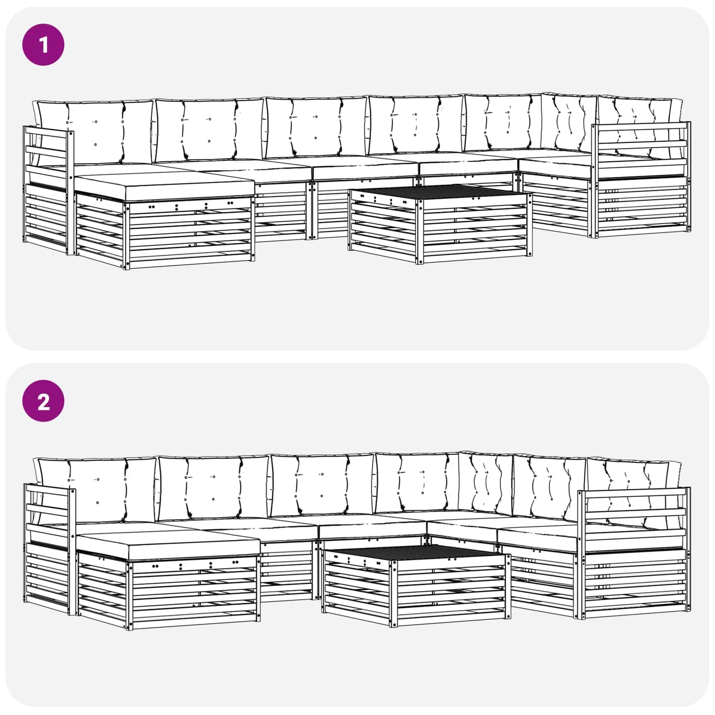vidaXL Σειρά Καναπέ Εξωτερικού με μαξιλάρι 8 pcs Άσπρο και Ανθρακί