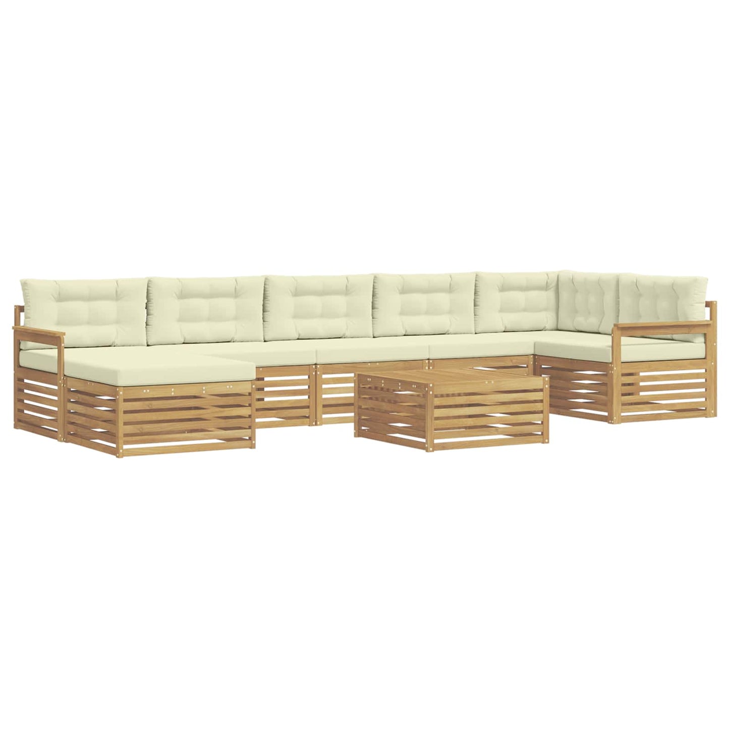 vidaXL Σειρά Καναπέ Εξωτερικού με μαξιλάρι 8 pcs Λευκό και Κρεμ