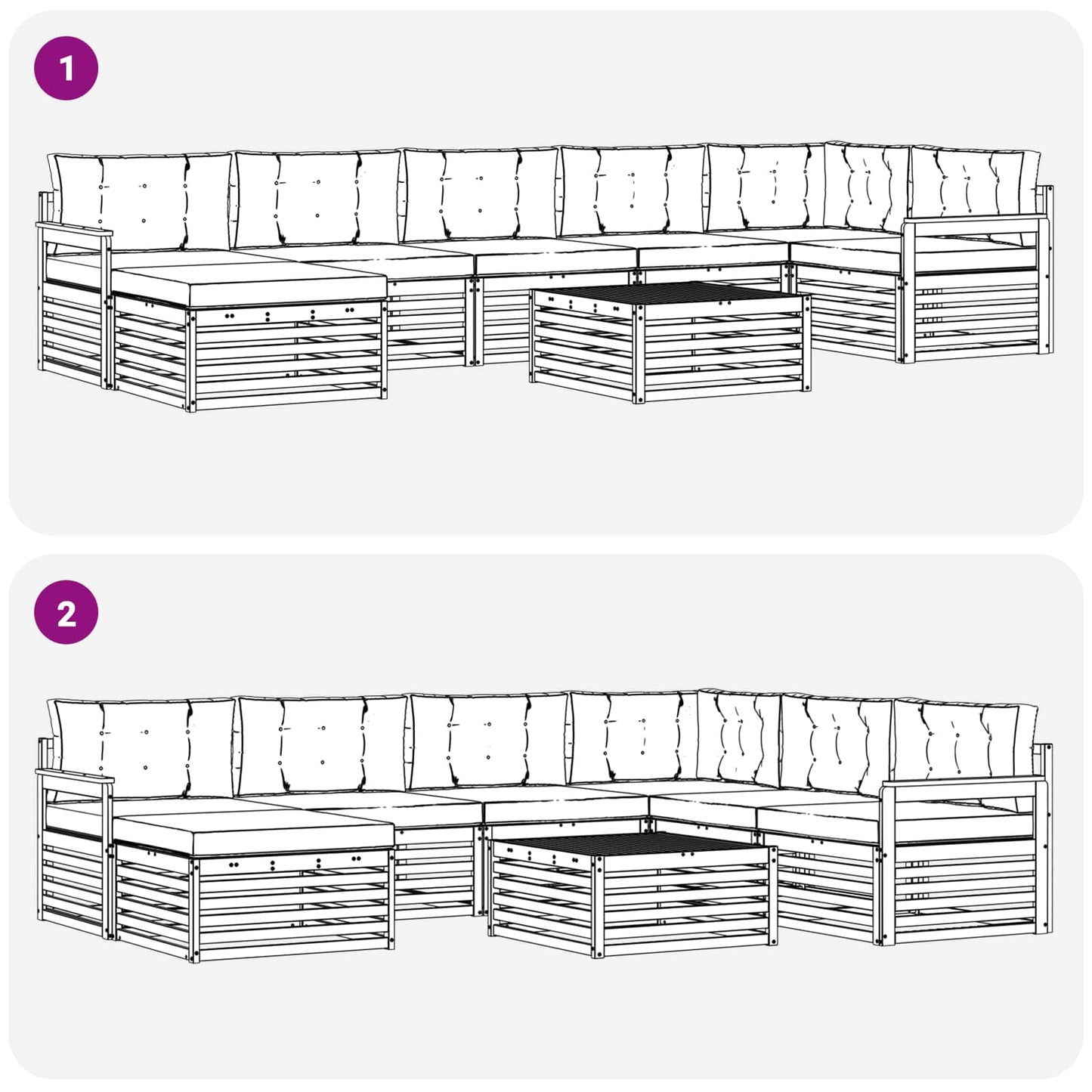 vidaXL Σειρά Καναπέ Εξωτερικού με μαξιλάρι 8 pcs Λευκό και Κρεμ