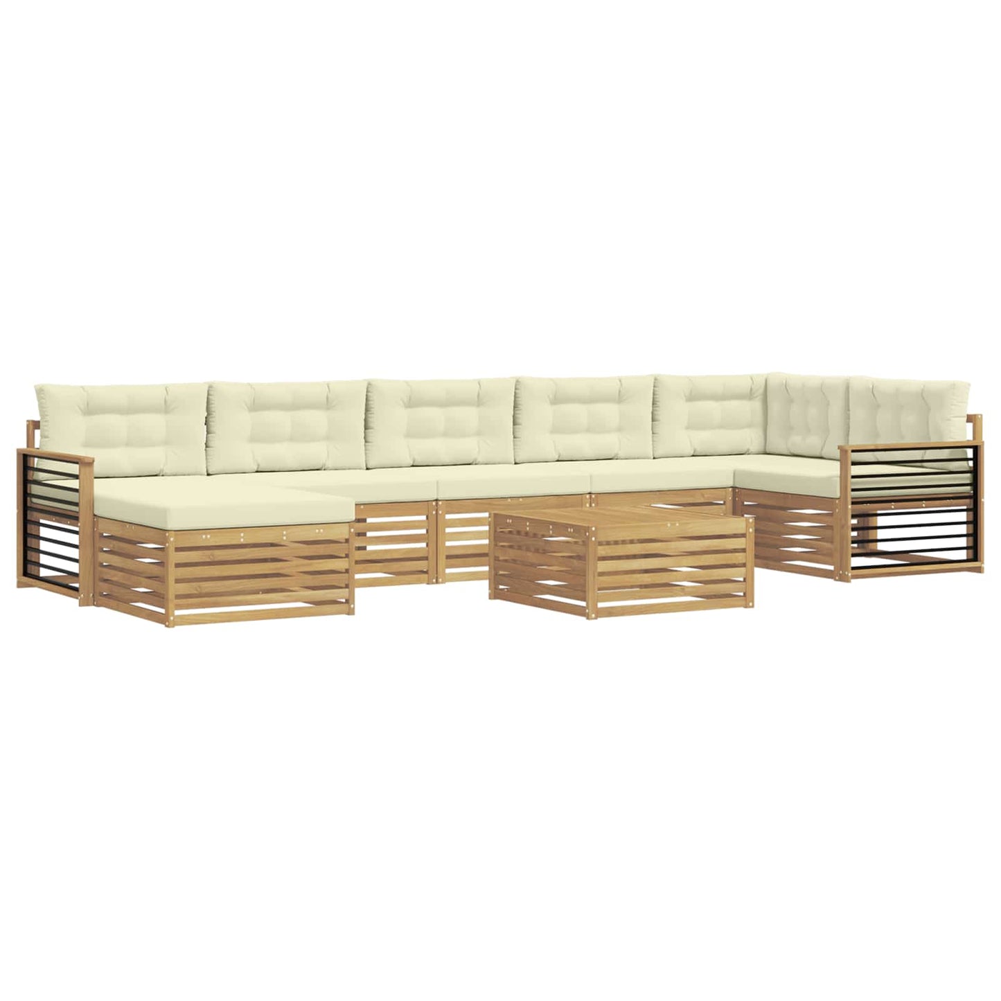 vidaXL Σειρά Καναπέ Εξωτερικού με μαξιλάρι 8 pcs Λευκό και Κρεμ