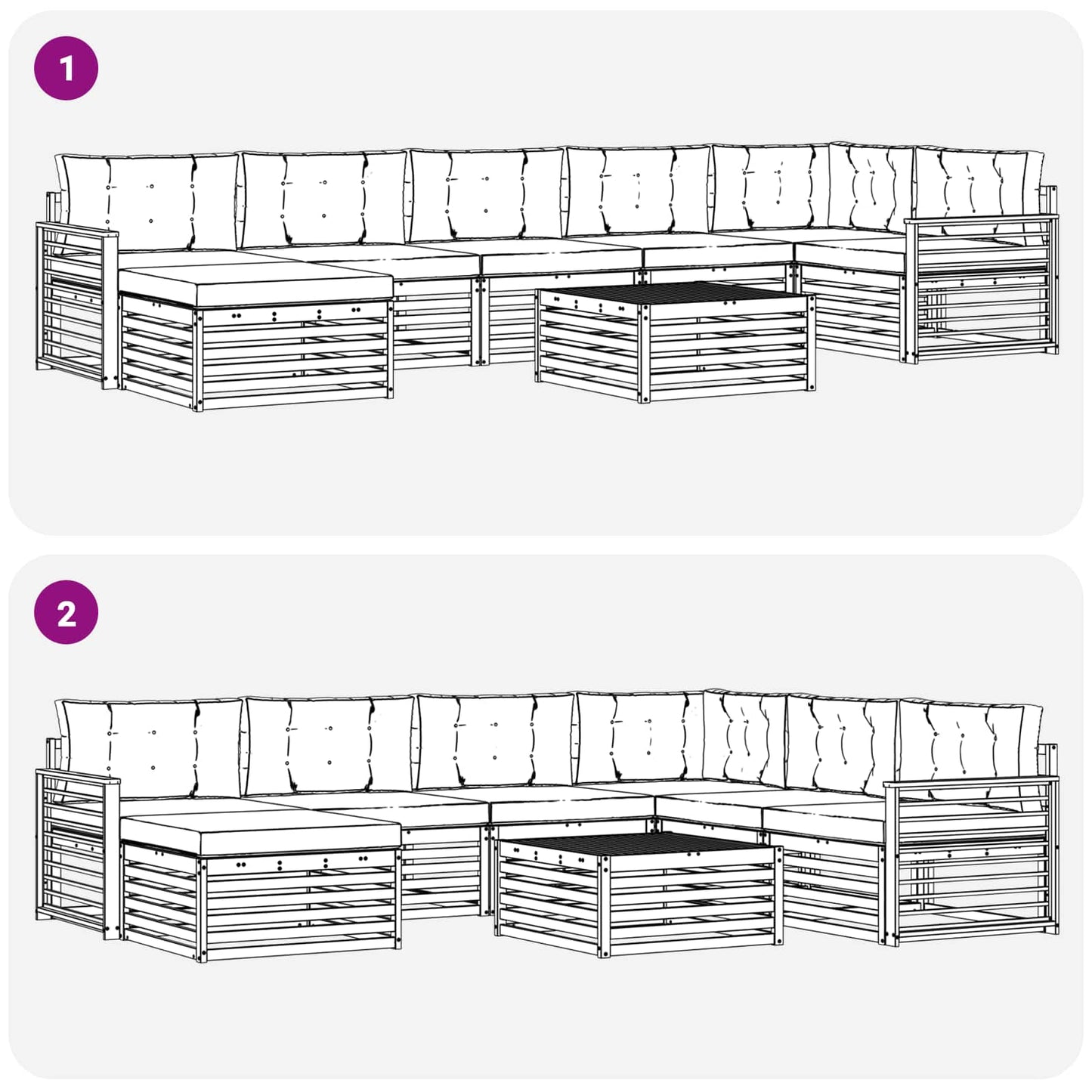 vidaXL Σειρά Καναπέ Εξωτερικού με μαξιλάρι 8 pcs Άσπρο και Ανθρακί