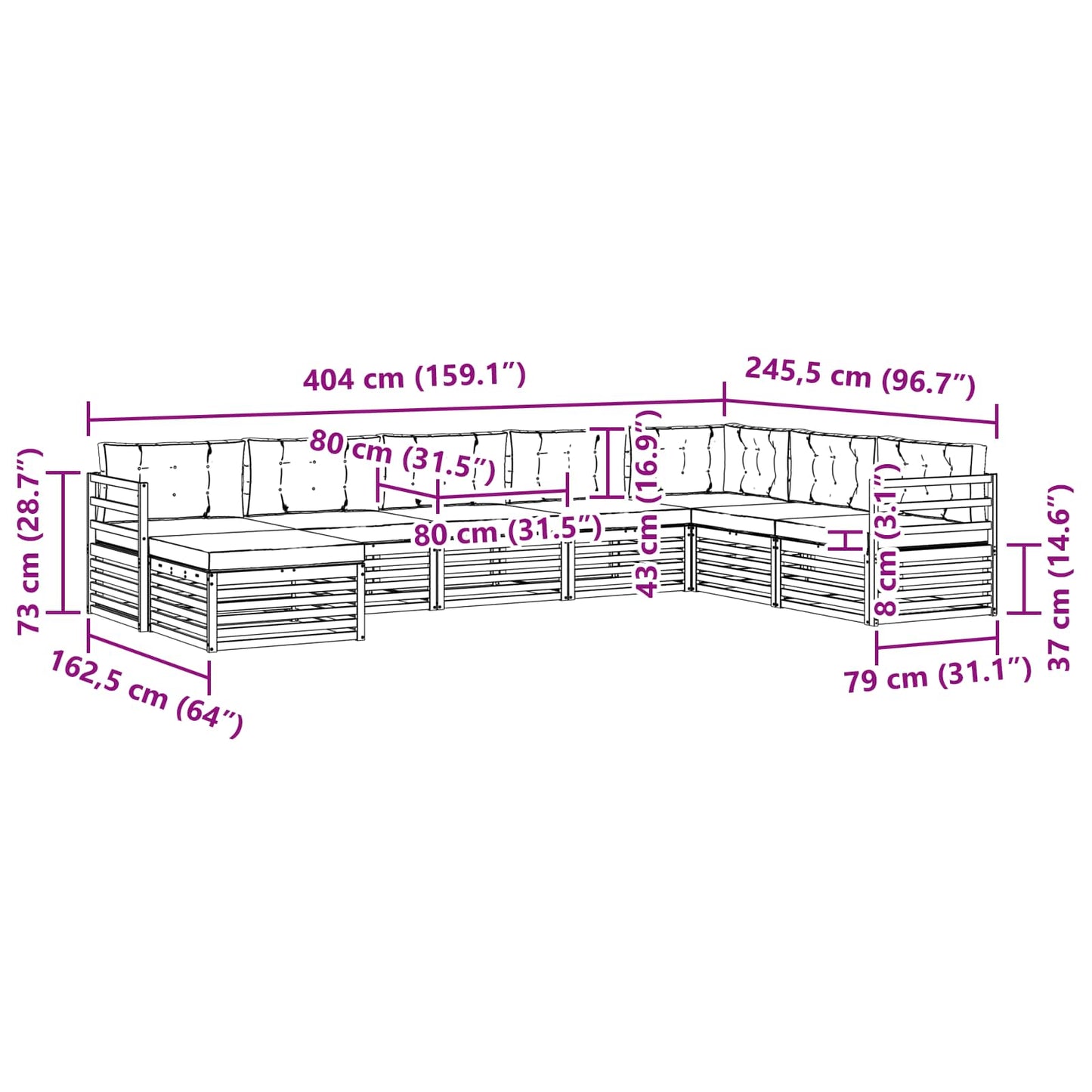 vidaXL Σειρά Καναπέ Εξωτερικού 8 pcs Λευκό και Κρεμ Πολυεστέρας