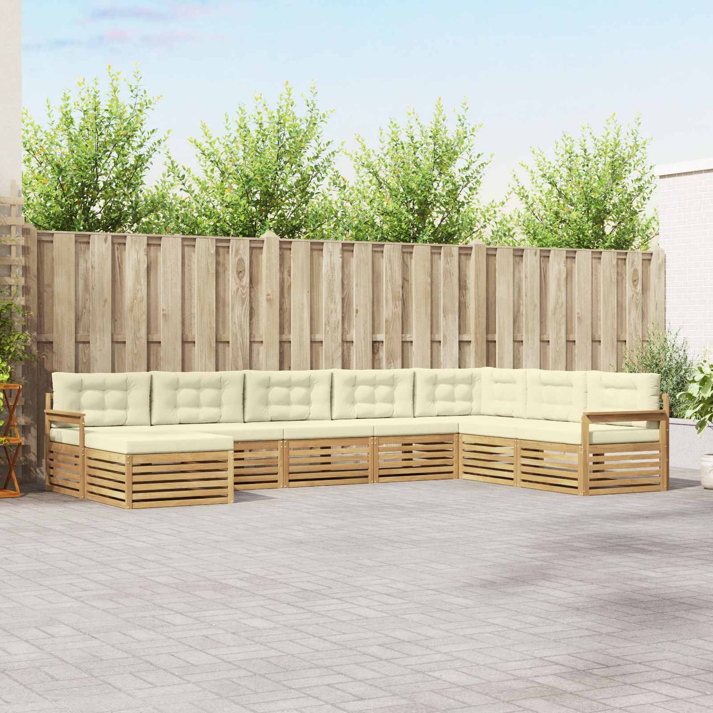 vidaXL Σειρά Καναπέ Εξωτερικού με μαξιλάρι 8 pcs Λευκό και Κρεμ