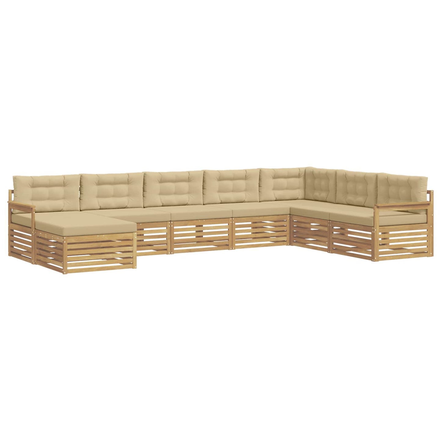 vidaXL Σειρά Καναπέ Εξωτερικού με μαξιλάρι 8 pcs Λευκό και Μπεζ