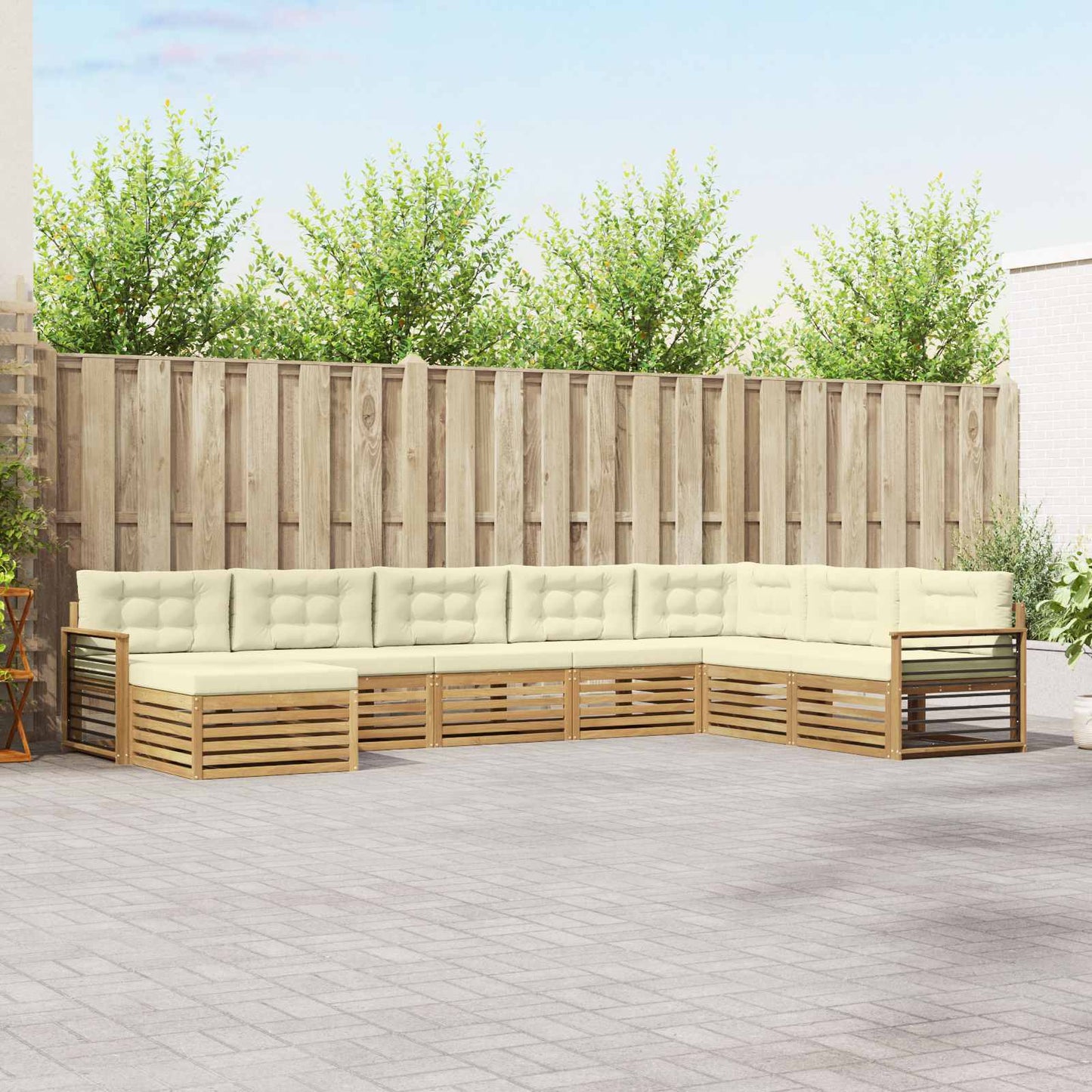 vidaXL Σειρά Καναπέ Εξωτερικού με μαξιλάρι 8 pcs Λευκό και Κρεμ