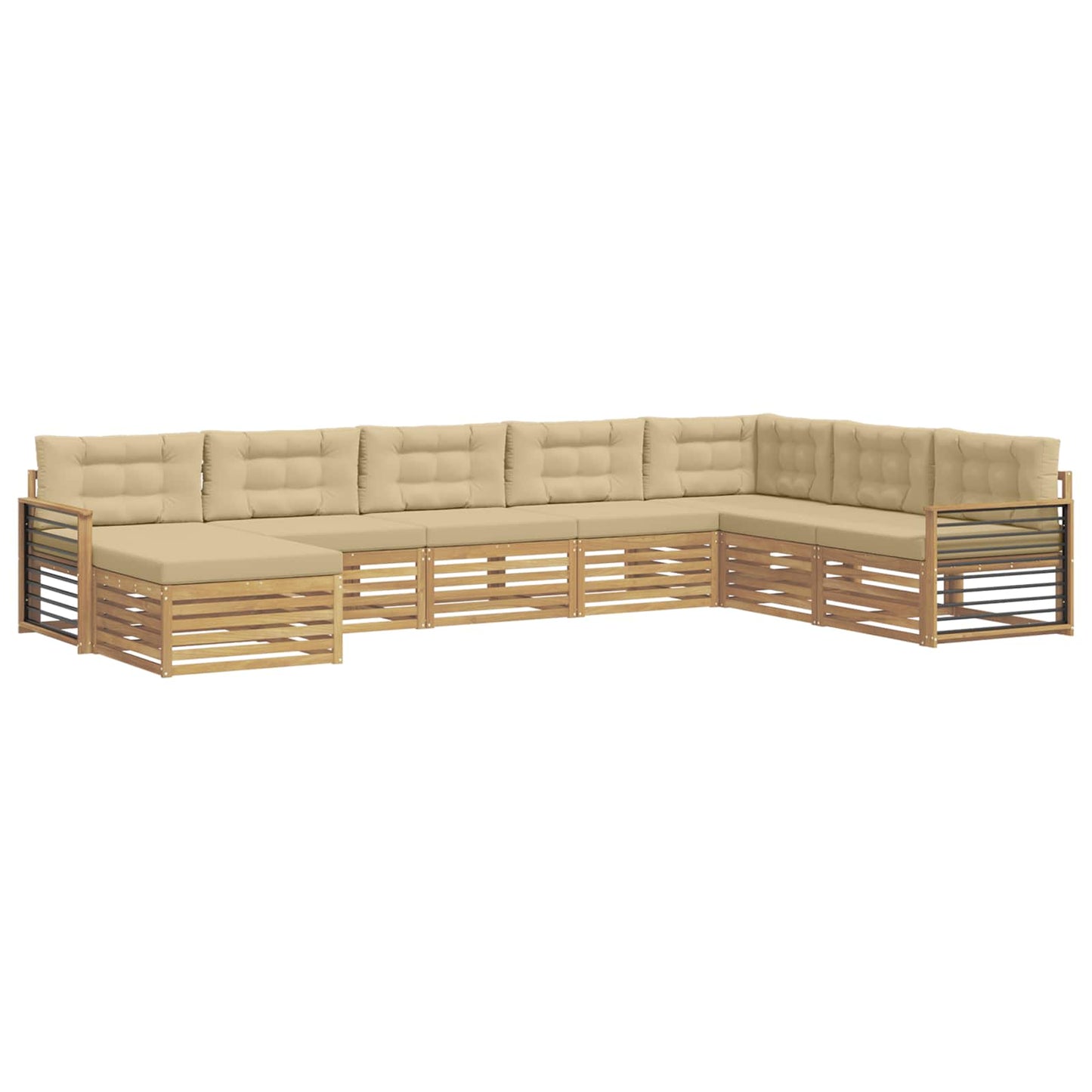 vidaXL Σειρά Καναπέ Εξωτερικού με μαξιλάρι 8 pcs Λευκό και Μπεζ
