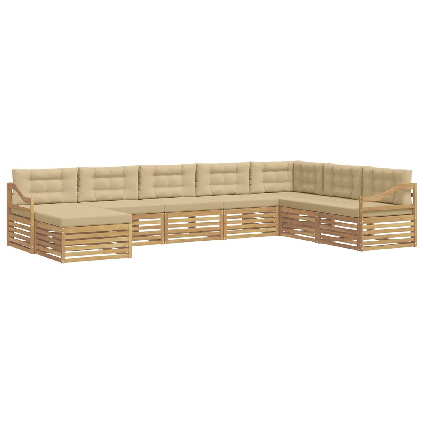 vidaXL Σειρά Καναπέ Εξωτερικού 8 pcs Λευκό και Μπεζ Πολυεστέρας