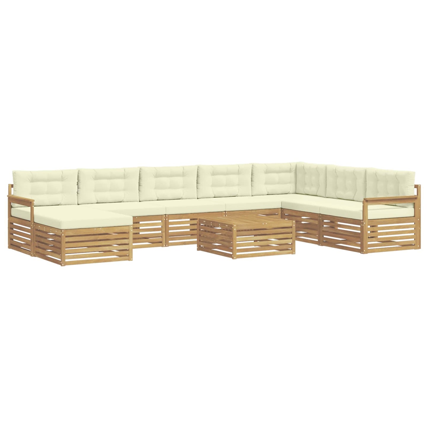 vidaXL Σειρά Καναπέ Εξωτερικού με μαξιλάρι 9 pcs Λευκό και Κρεμ