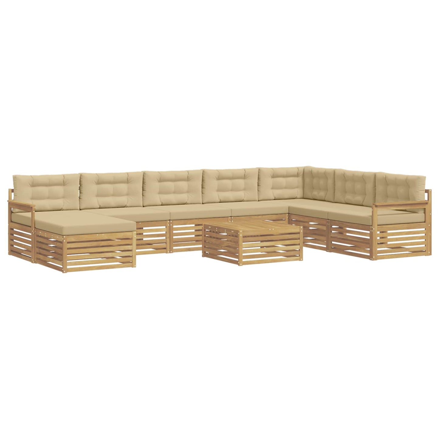 vidaXL Σειρά Καναπέ Εξωτερικού με μαξιλάρι 9 pcs Λευκό και Μπεζ