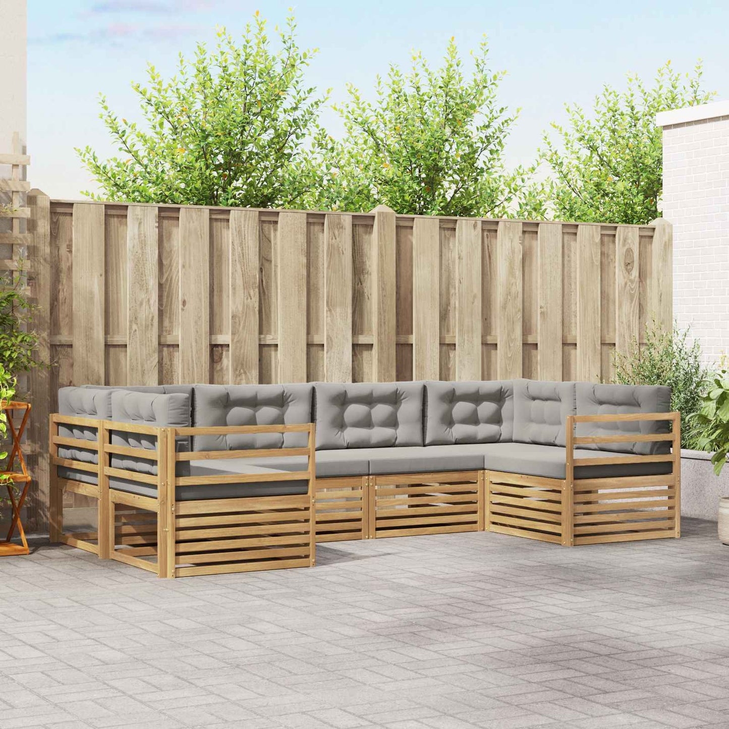 vidaXL Σειρά Καναπέ Εξωτερικού 6 pcs Λευκό και Ανοιχτό Γκρι