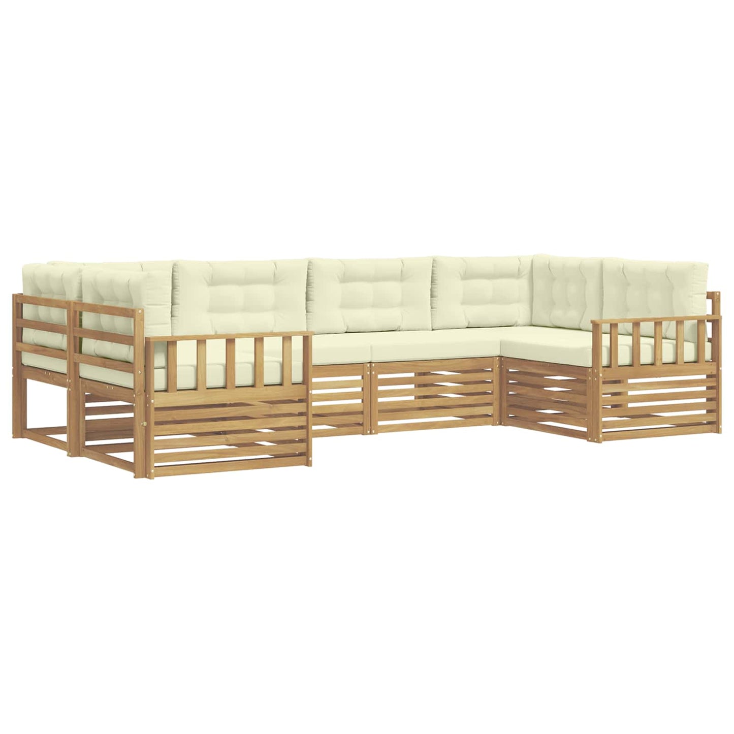 vidaXL Σειρά Καναπέ Εξωτερικού με μαξιλάρι 6 pcs Λευκό και Κρεμ
