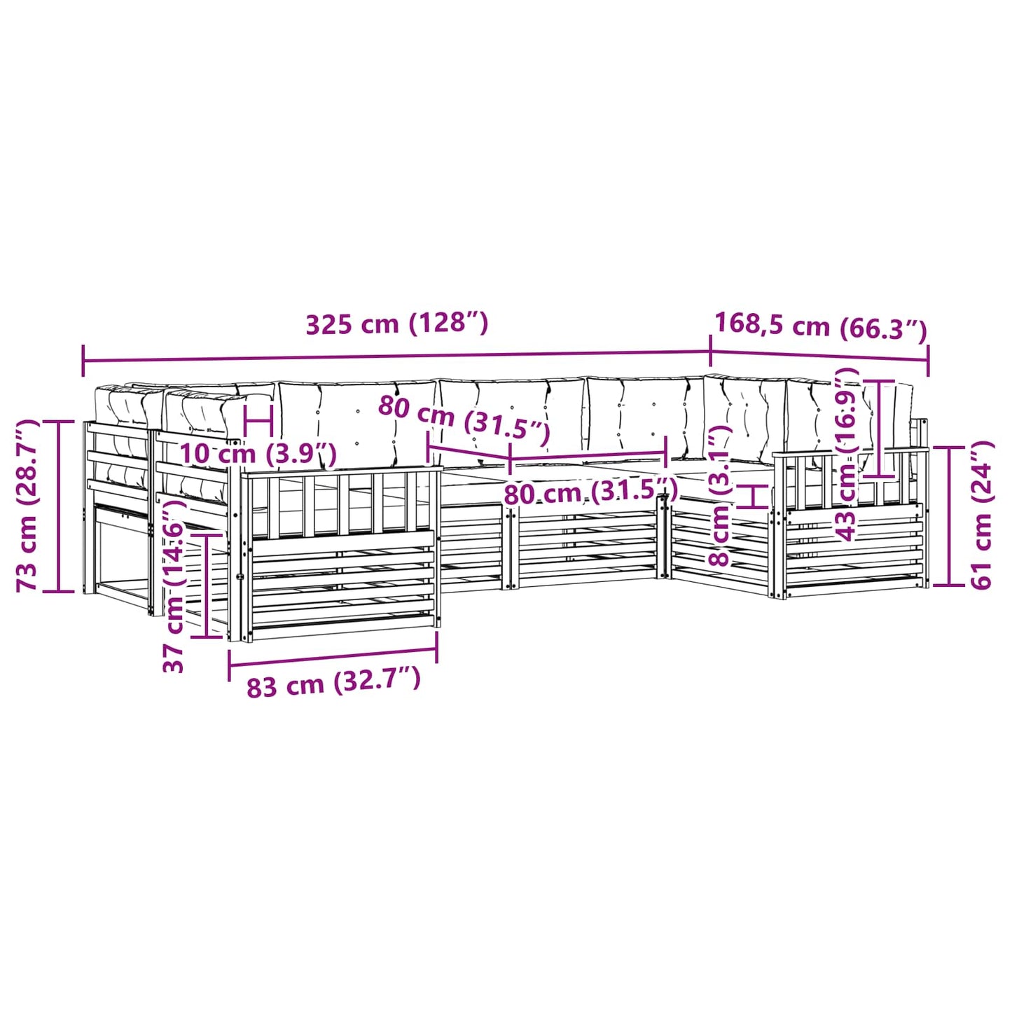 vidaXL Σειρά Καναπέ Εξωτερικού με μαξιλάρι 6 pcs Άσπρο και Ανθρακί