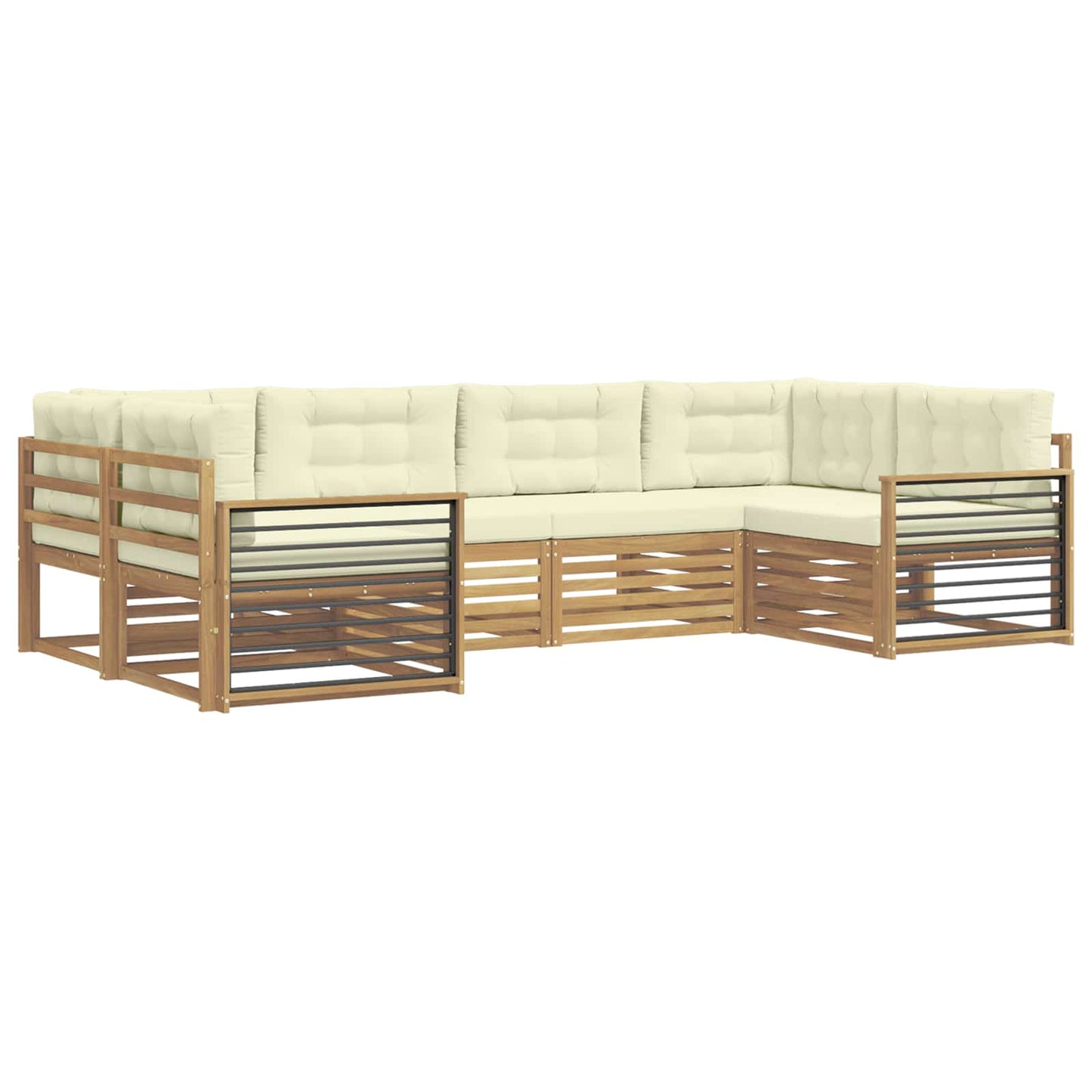 vidaXL Σειρά Καναπέ Εξωτερικού με μαξιλάρι 6 pcs Λευκό και Κρεμ