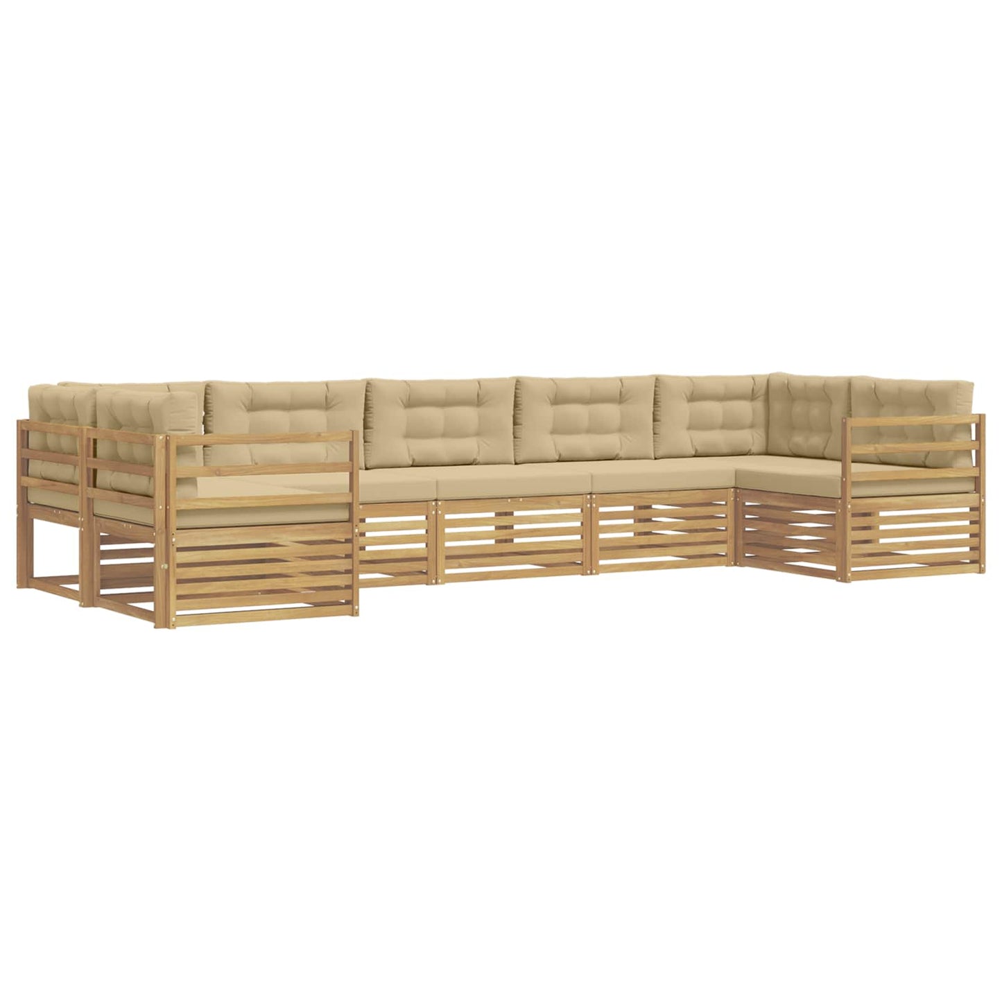 vidaXL Σειρά Καναπέ Εξωτερικού 7 pcs Λευκό και Μπεζ Πολυεστέρας