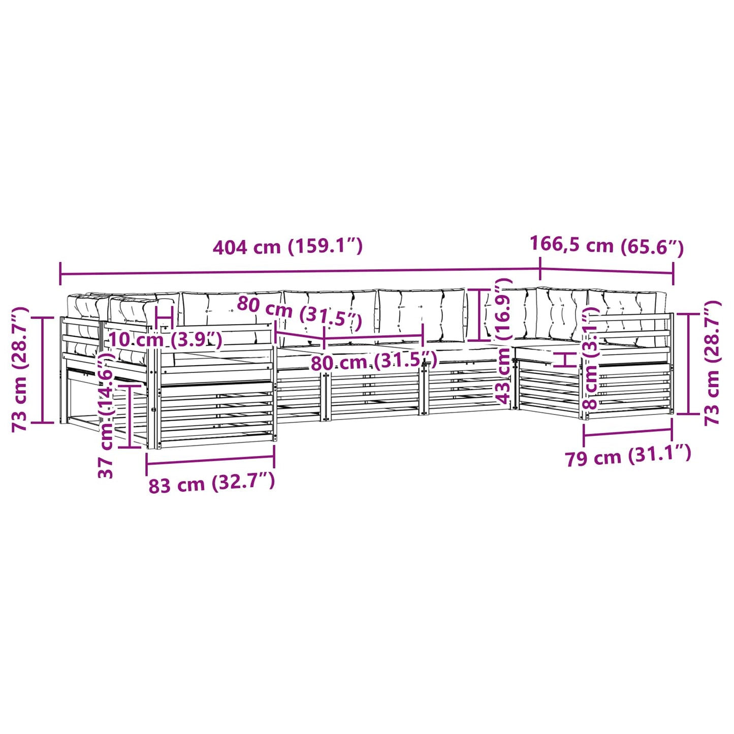 vidaXL Σειρά Καναπέ Εξωτερικού 7 pcs Λευκό και Μπεζ Πολυεστέρας