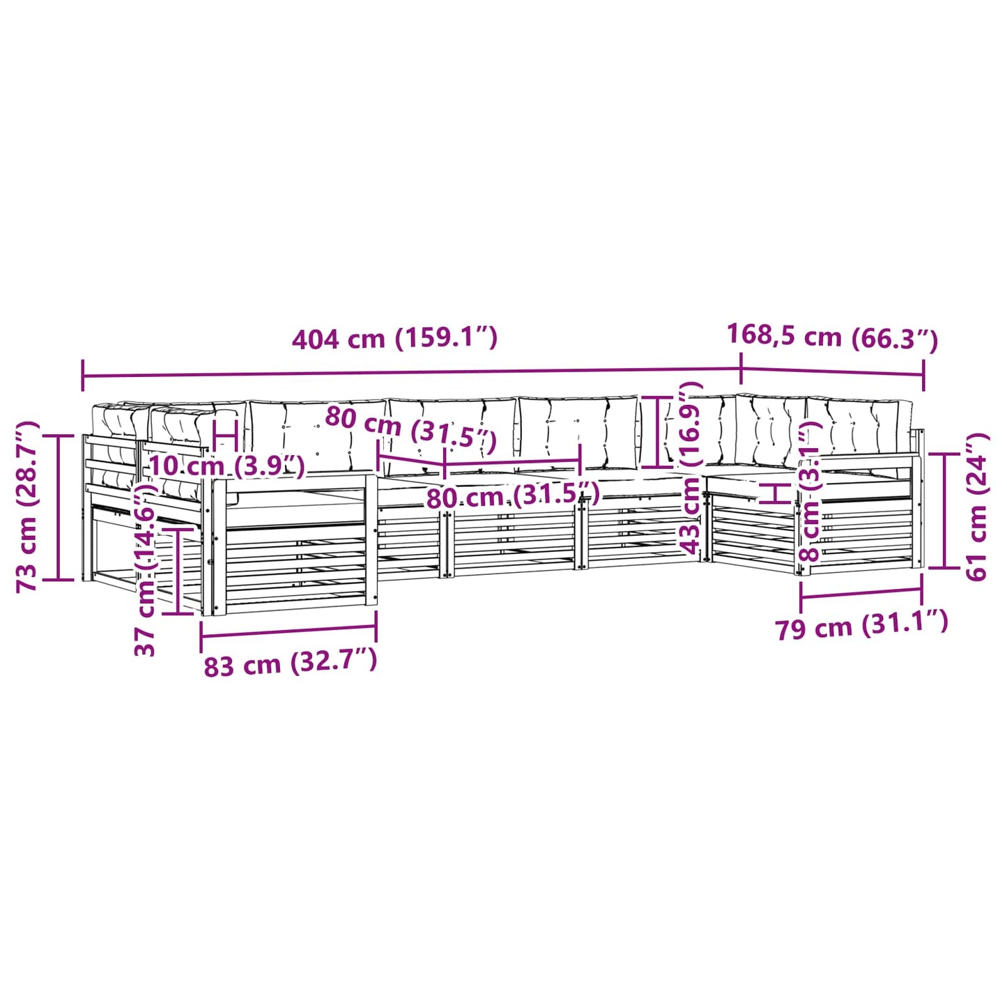 vidaXL Σειρά Καναπέ Εξωτερικού με μαξιλάρι 7 pcs Άσπρο και Ανθρακί