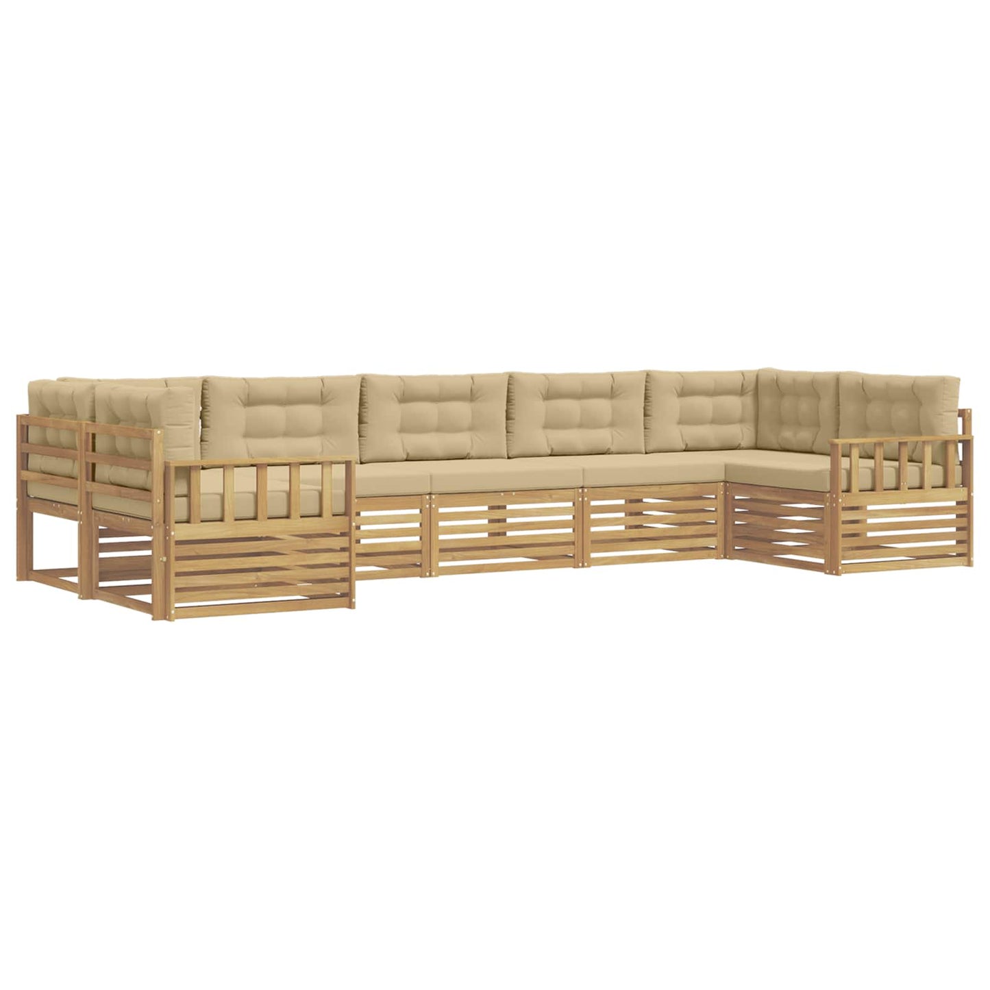 vidaXL Σειρά Καναπέ Εξωτερικού με μαξιλάρι 7 pcs Λευκό και Μπεζ