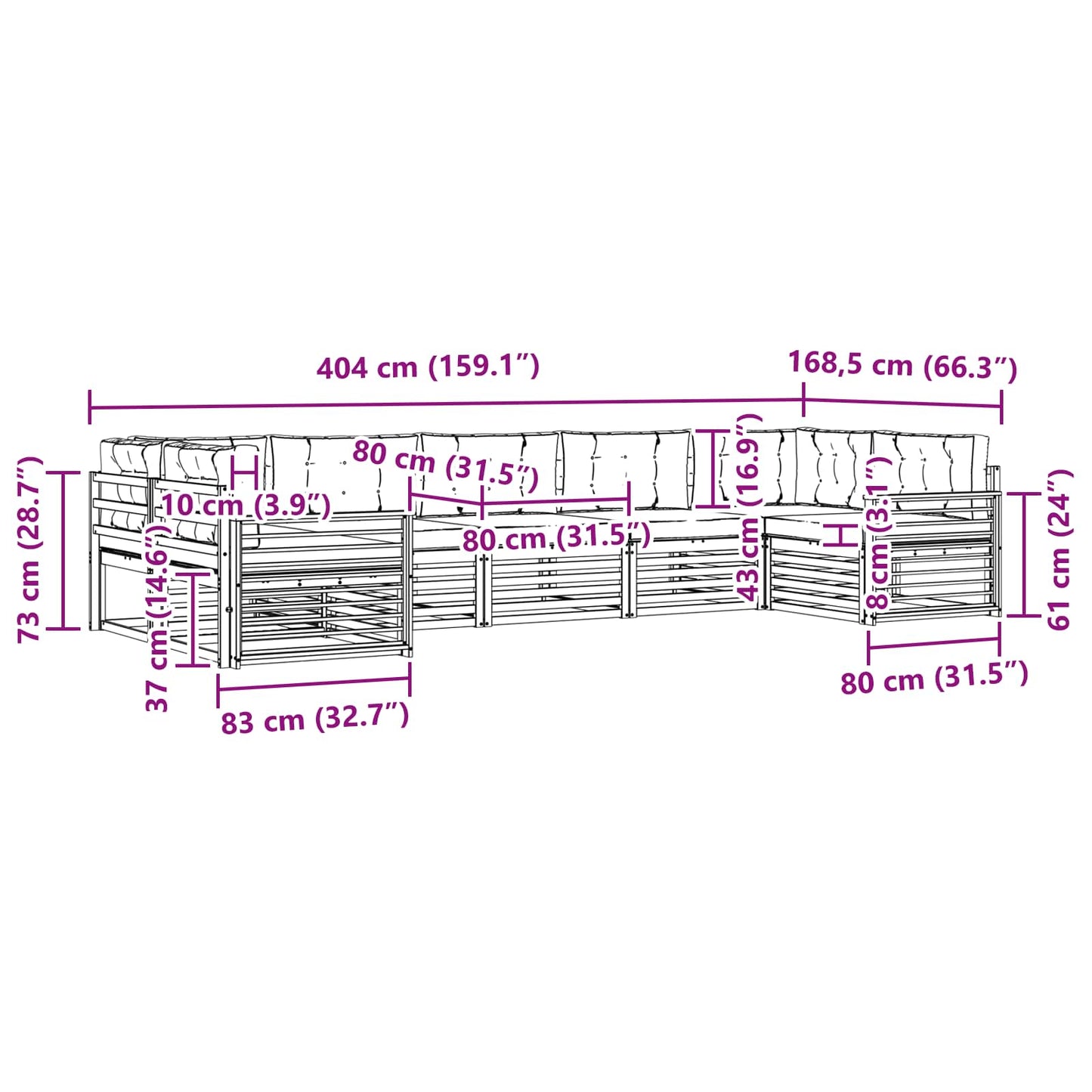 vidaXL Σειρά Καναπέ Εξωτερικού με μαξιλάρι 7 pcs Άσπρο και Ανθρακί