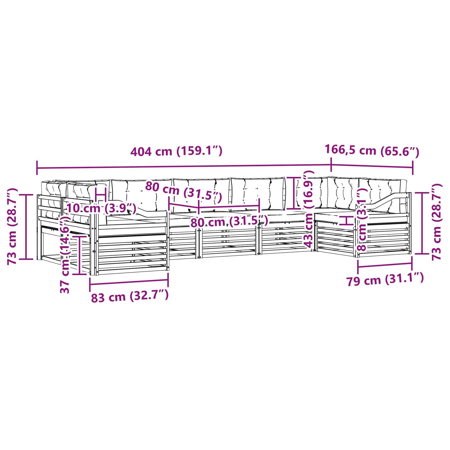 vidaXL Σειρά Καναπέ Εξωτερικού 7 pcs Άσπρο και Ανθρακί Πολυεστέρας