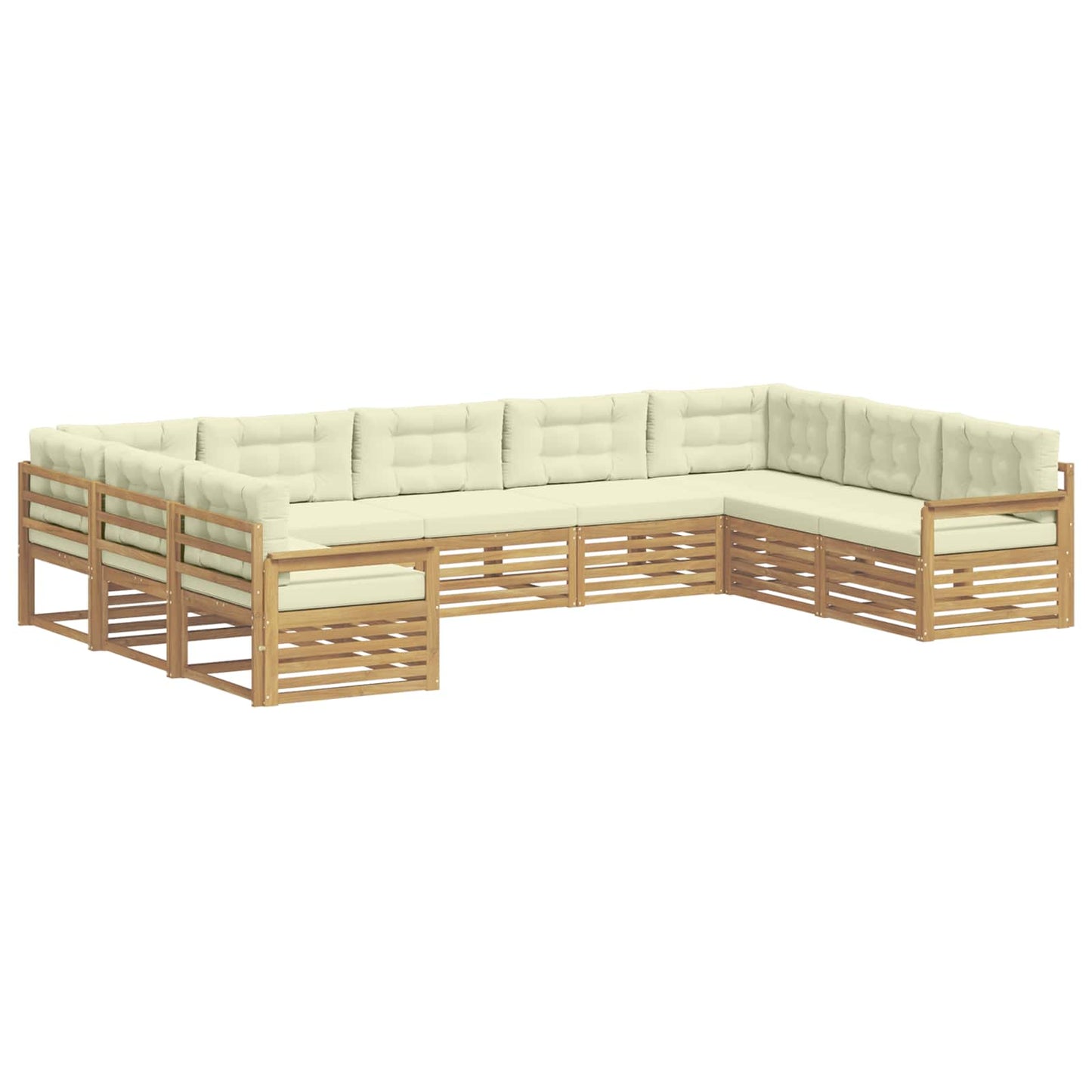 vidaXL Σειρά Καναπέ Εξωτερικού με μαξιλάρι 9 pcs Λευκό και Κρεμ