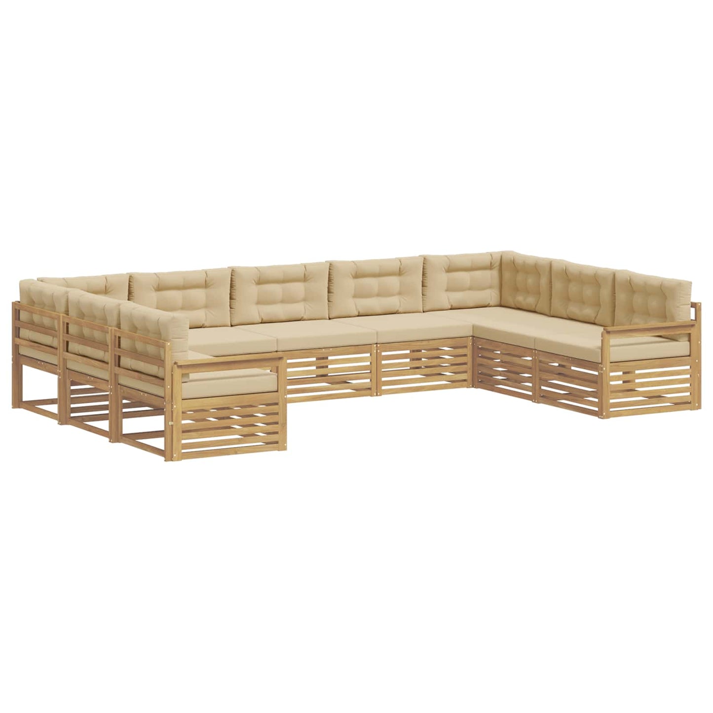 vidaXL Σειρά Καναπέ Εξωτερικού με μαξιλάρι 9 pcs Λευκό και Μπεζ