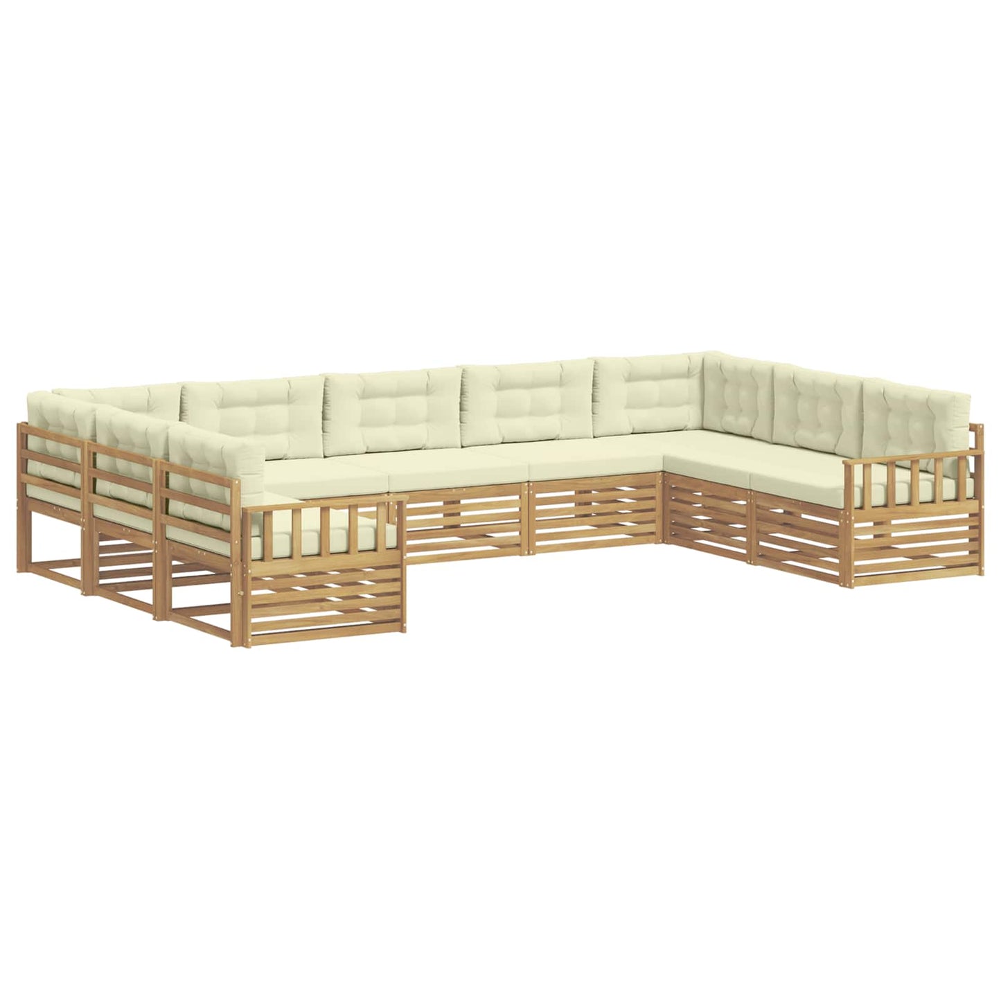 vidaXL Σειρά Καναπέ Εξωτερικού με μαξιλάρι 9 pcs Λευκό και Κρεμ