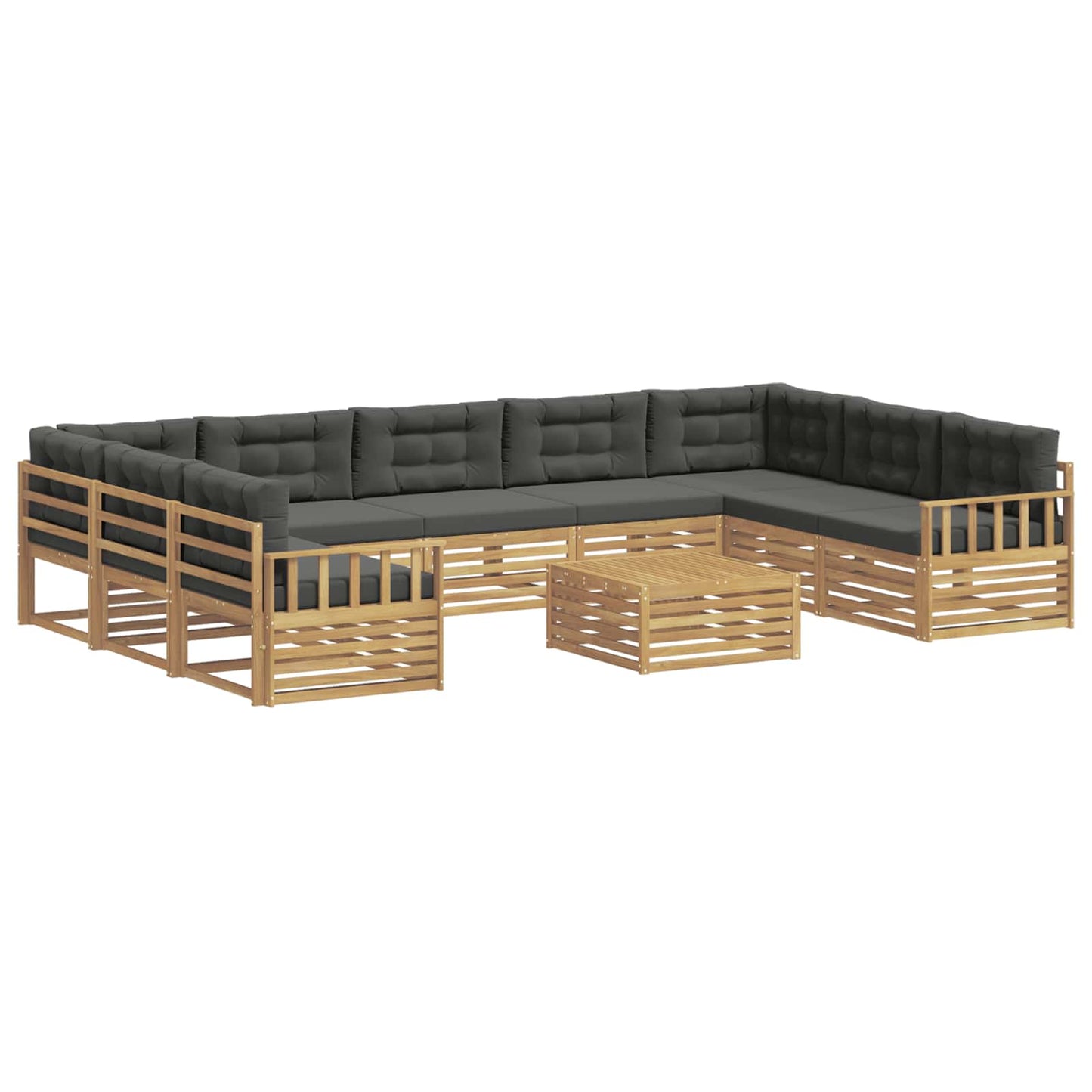 vidaXL Σειρά Καναπέ Εξωτερικού με μαξιλάρι 10 pcs Άσπρο και Ανθρακί