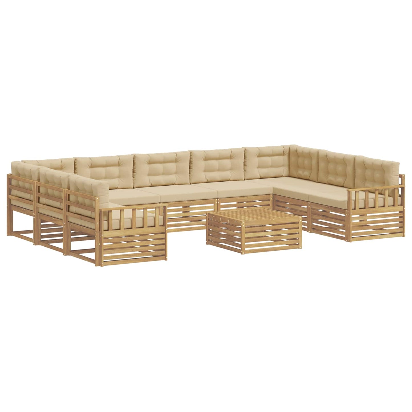 vidaXL Σειρά Καναπέ Εξωτερικού με μαξιλάρι 10 pcs Λευκό και Μπεζ