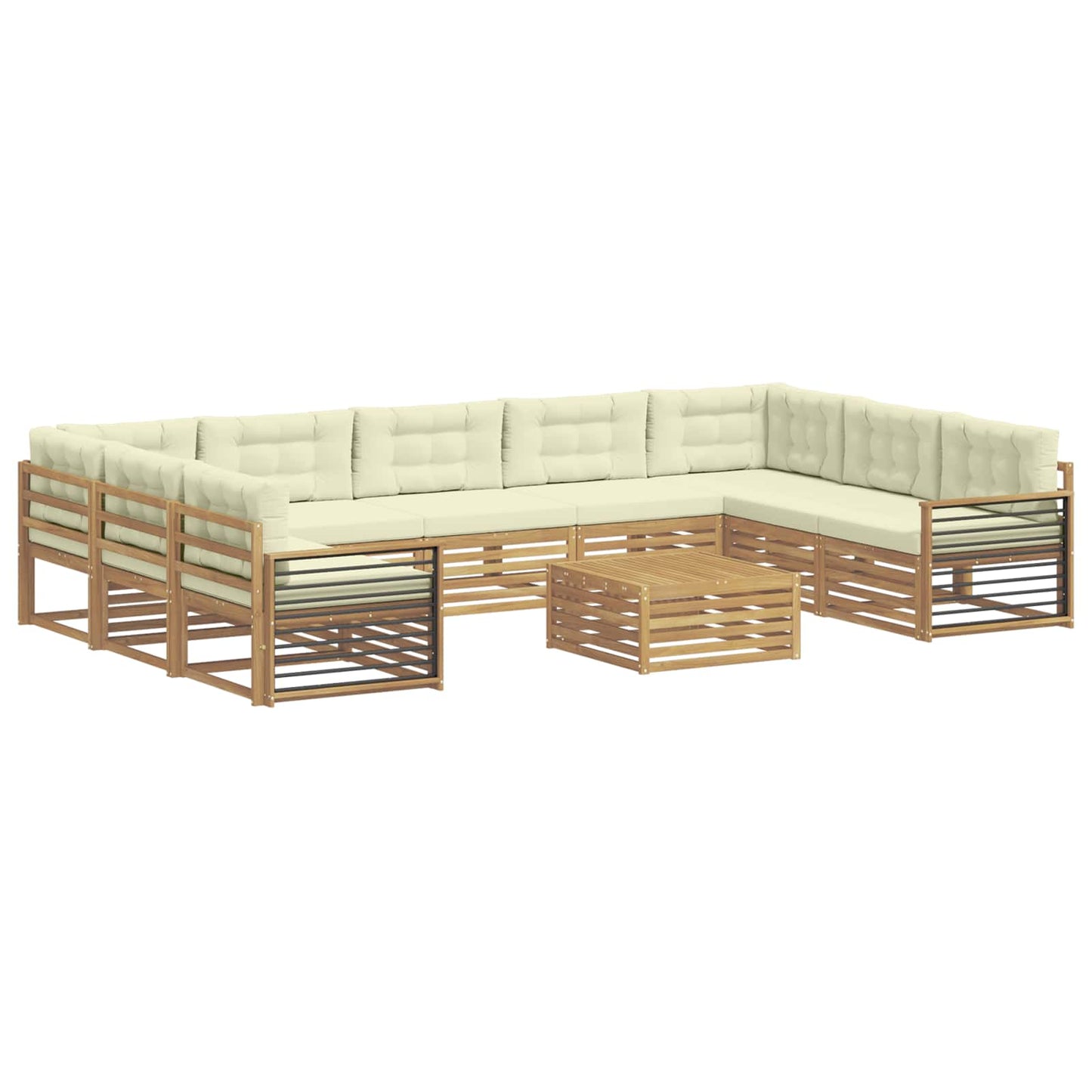 vidaXL Σειρά Καναπέ Εξωτερικού με μαξιλάρι 10 pcs Λευκό και Κρεμ