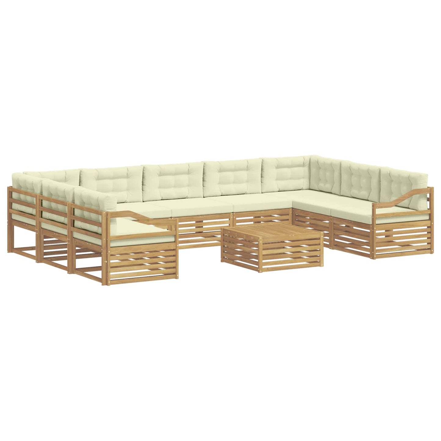 vidaXL Σειρά Καναπέ Εξωτερικού 10 pcs Λευκό και Κρεμ Πολυεστέρας